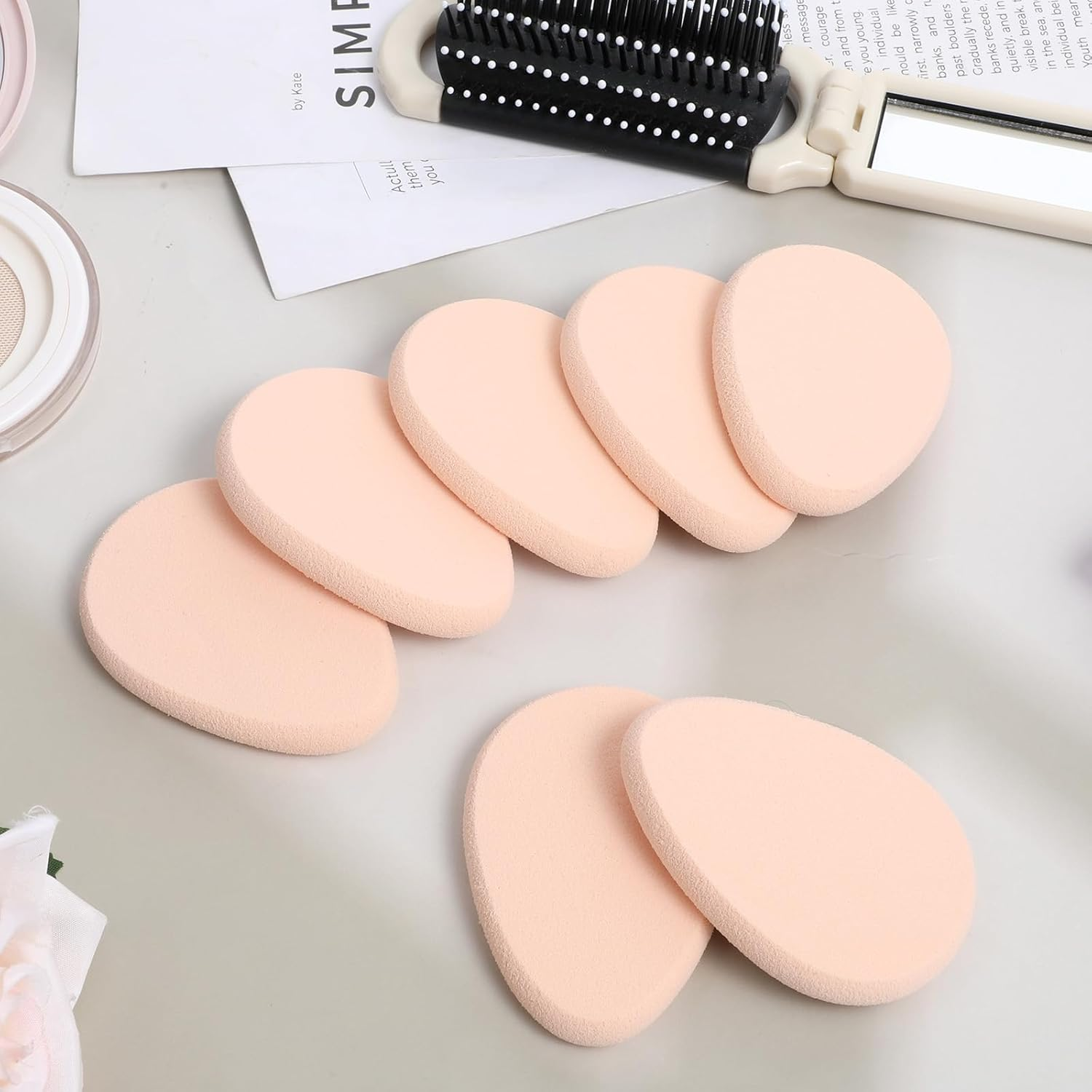Elevatetech 10Pcs Flat Makeup Sponge Smooth Foundation Sponge Beige Cushion Foundation Puff Forfoundation Concealer and Teardrop Easy Soft Long-Lasting image number 6
