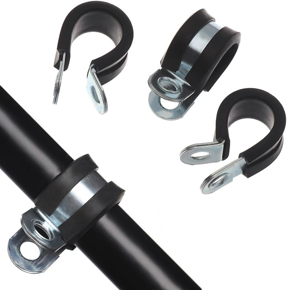 25Pcs 6Mm Rubber Cushioned Cable Clamps 304 Stainless Steel Hose Clips Pipe Holder Fastener for Securing Wire Cord, Tube image number 4