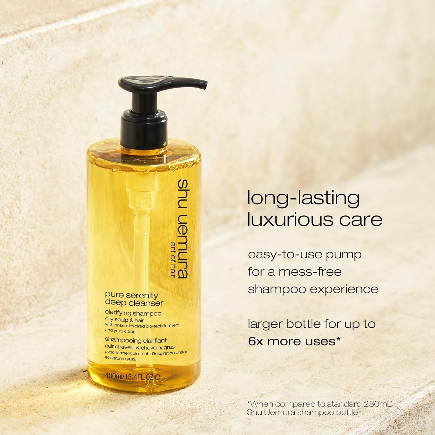 Shu Uemura Pure Serenity Deep Cleanser, Clarifying Shampoo for Oily Scalp and Oily Hair, with Japanese Yuzu Lemons, Removes Dirt Particles from the Scalp, 400 Ml image number 4