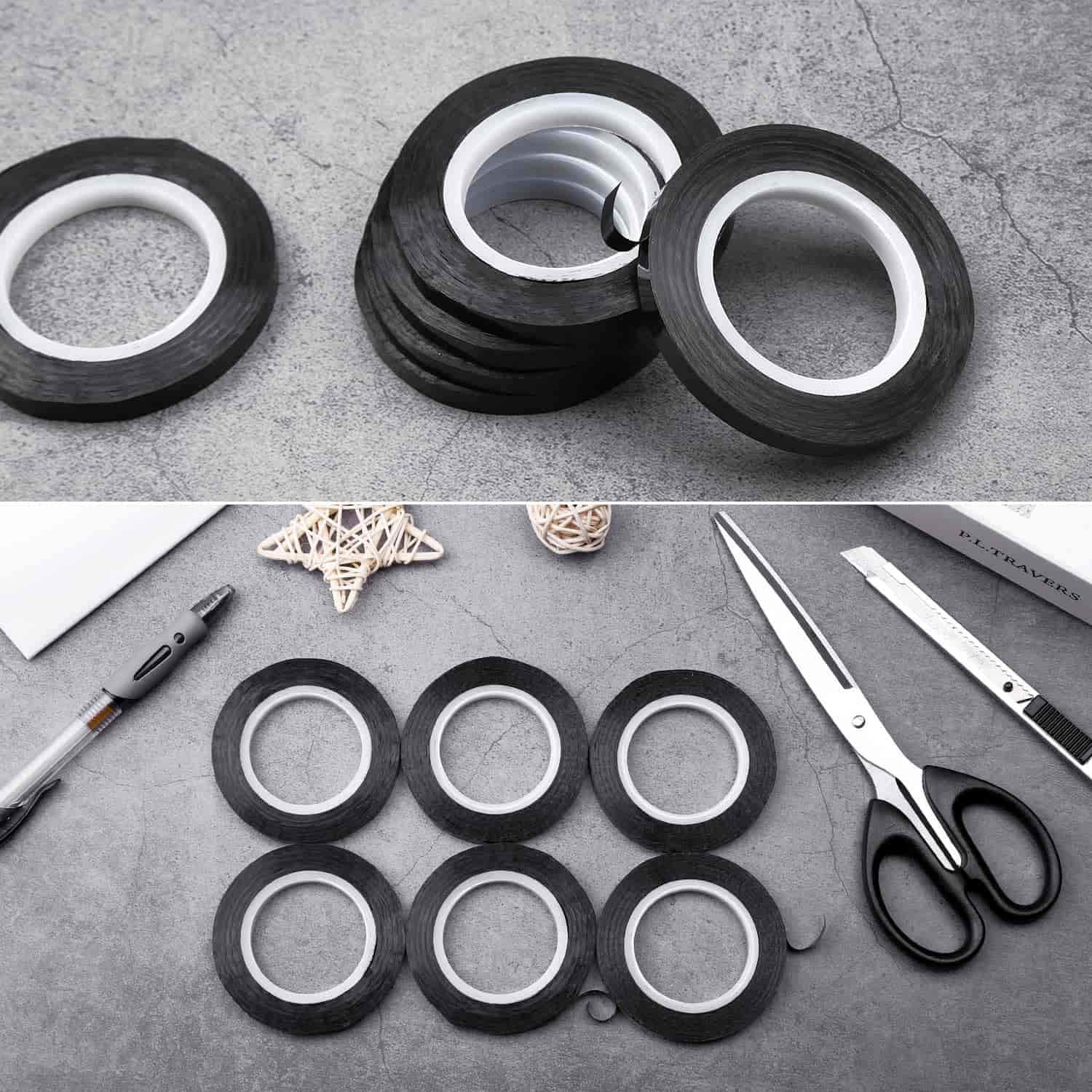 Audab 6 Rolls 1/4 Pinstripe Tape Vinyl Chart/White Board Tape Lines Dry Erase Whiteboard Thin Tape Pinstriping Graphic Grid Marking Tape