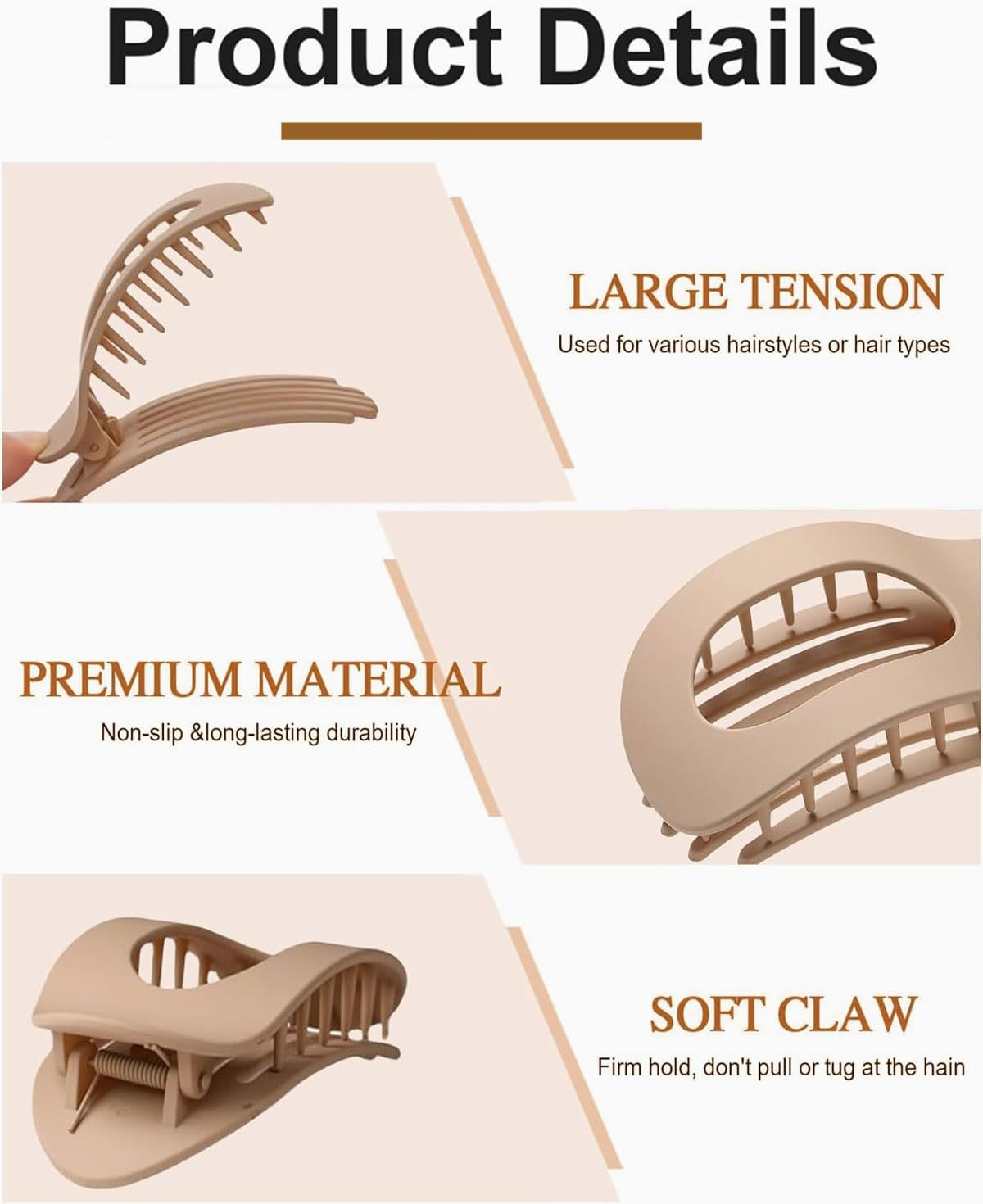 FUGLUS 4 Pieces, Duckbill Hair Clips, Beak Hair Clips, French Hair Clips, Flat Secure Hold Inner Teeth Hair Claws, Strong Hold Side Hair Clips, 4 Pieces image number 1