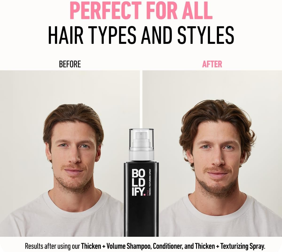 BOLDIFY Hair Thickening Spray - Get Thicker Hair in 60 Seconds - Stylist Recommended - Instant Volumizing, Texture and Body for All Hair Types - 240Ml