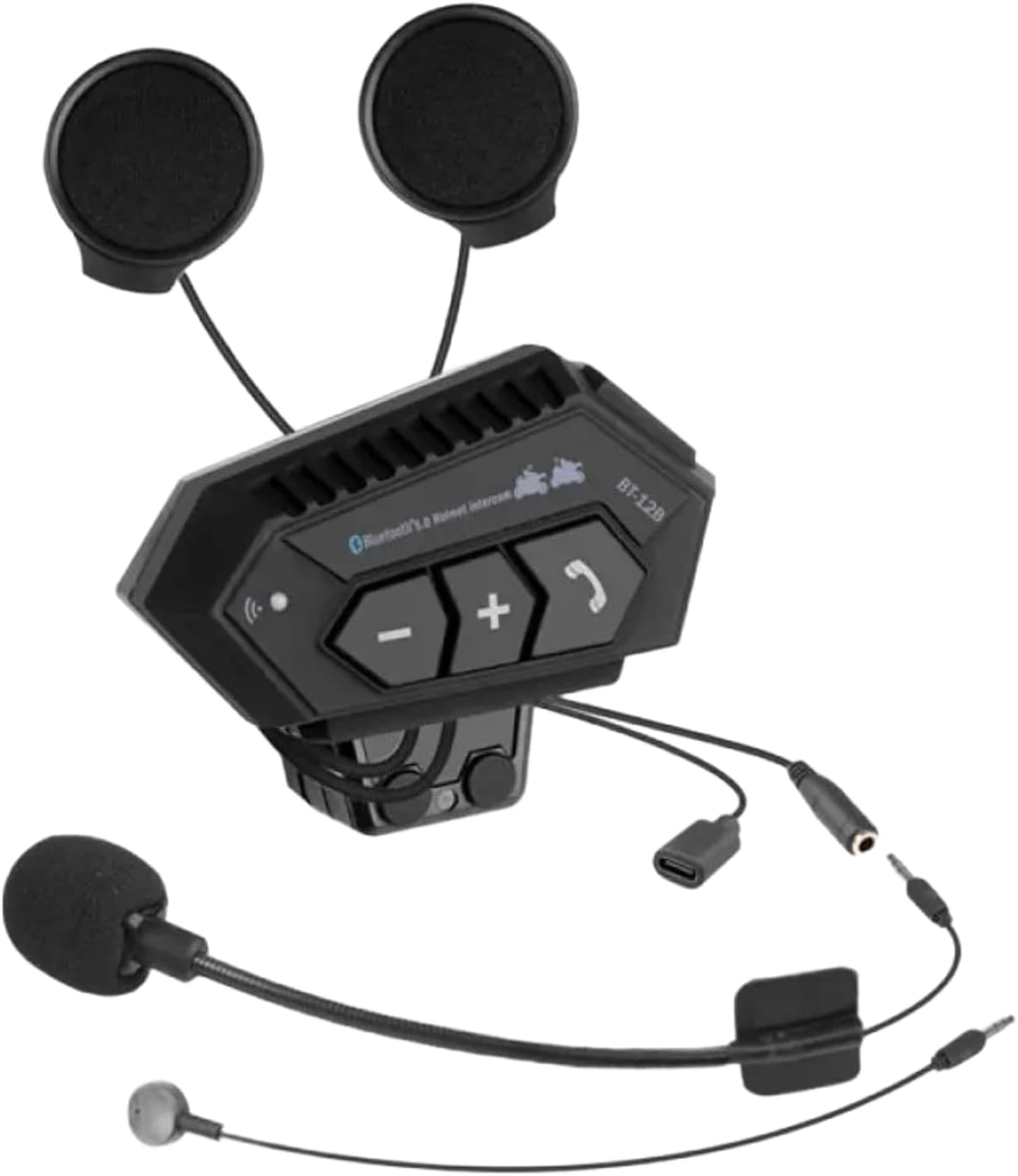 VOBOR Motorcycle Helmet Headset, BT12B 5.0 Helmet Headphones Bluetooth, 150 M Wireless Hands-Free Phone Mic Motorcycle Intercom Headset He-Lm, Hi-Fi Moped Accessories (2000 Mah) image number 2