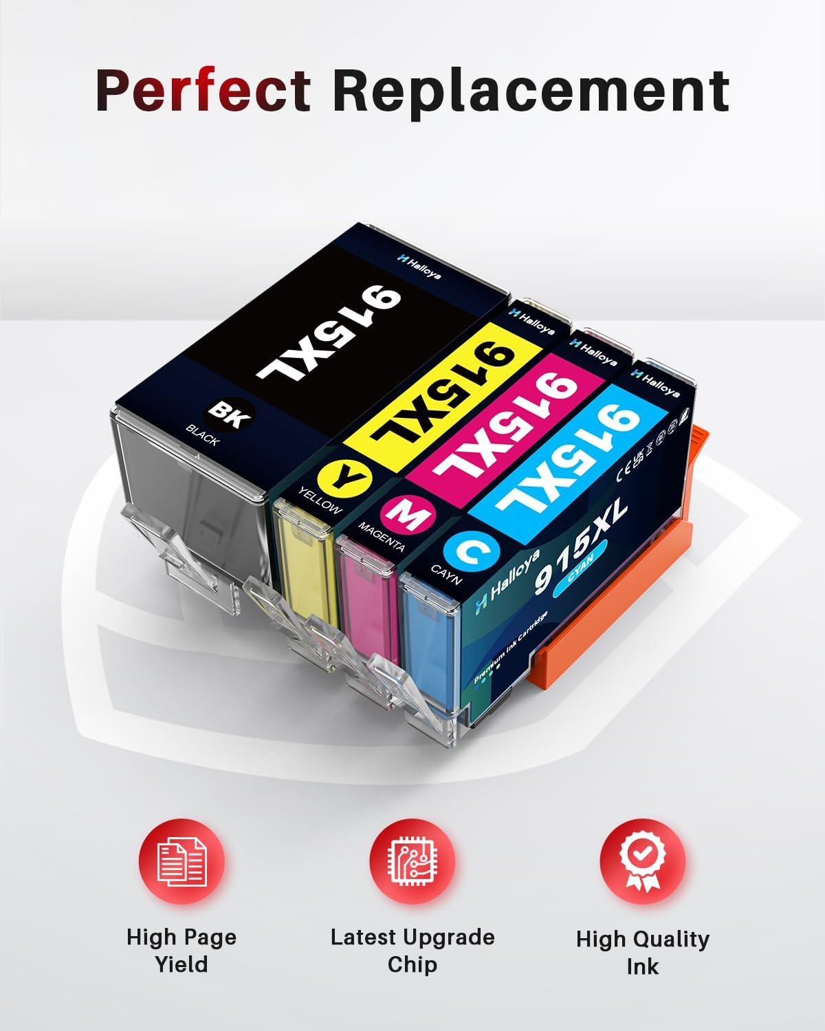 915XL Ink Cartridges Combo Pack Replacement Compatible for HP 915XL 915 XL Works with Officejet Pro 8010 8012 8018 8020 8022 8023 8026 8028 8030 Printer（Bk/C/M/Y，4 Pack） image number 5