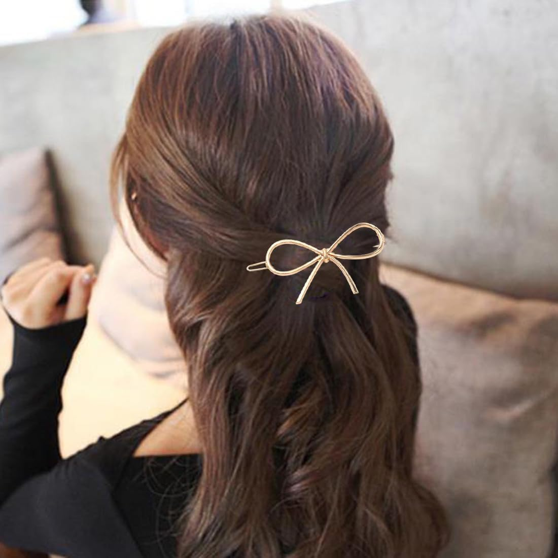 SGERUFZ 5 Pieces Women Girls Chic Simple Fashion Hair Clips Metal Bow Hair Accessories Simple Gifts image number 2
