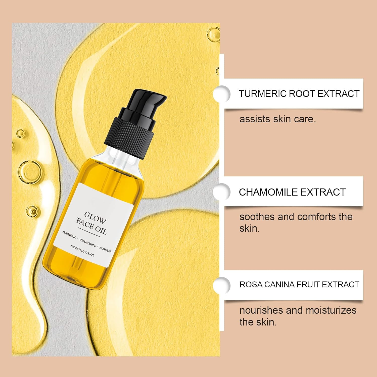 Turmeric Oil for Dark Spots, Dark Spot Corrector Face Serum, Turmeric Root Extract and Castor Oil, Moisturized Smooth Skin, Daily Glow Serum for Face and Neck image number 4