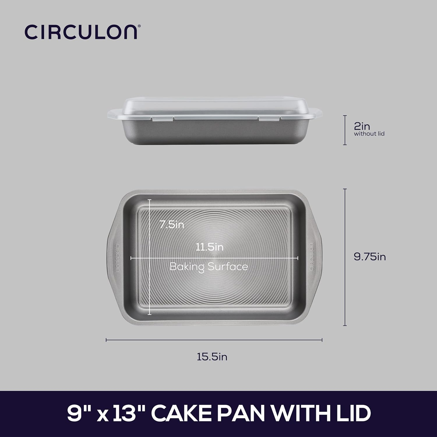 Circulon Nonstick Bakeware 9-Inch-By-13-Inch Rectangular Cake Pan with Lid image number 4