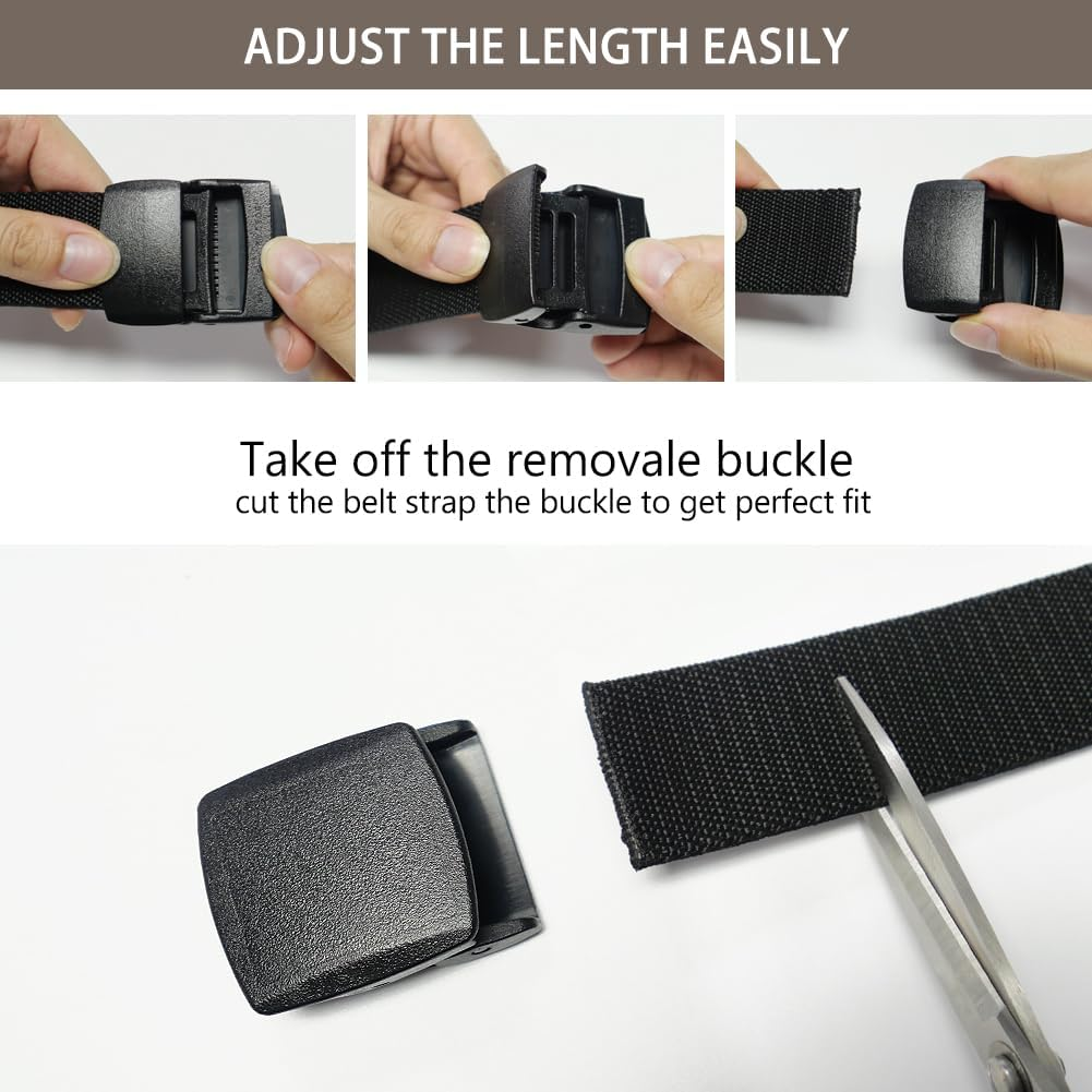 Men'S Elastic Stretch Belts - 2 Colors in 1 Reversible Belt Strap with Plastic Buckle, Adjustable Trim to Fit 27-49" Waist