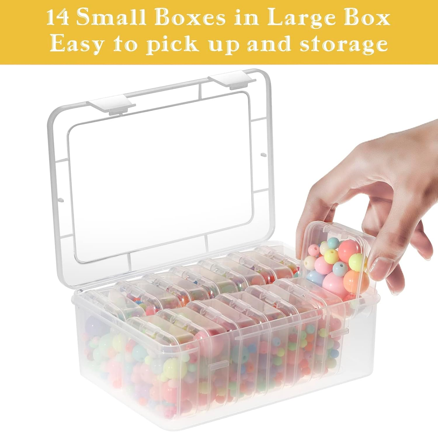 Small Bead Organisers, 15 Pieces Plastic Storage Cases Mini Clear Bead Storage Containers Transparent Boxes with Hinged Lid and Rectangle Clear Craft Supply Case image number 3