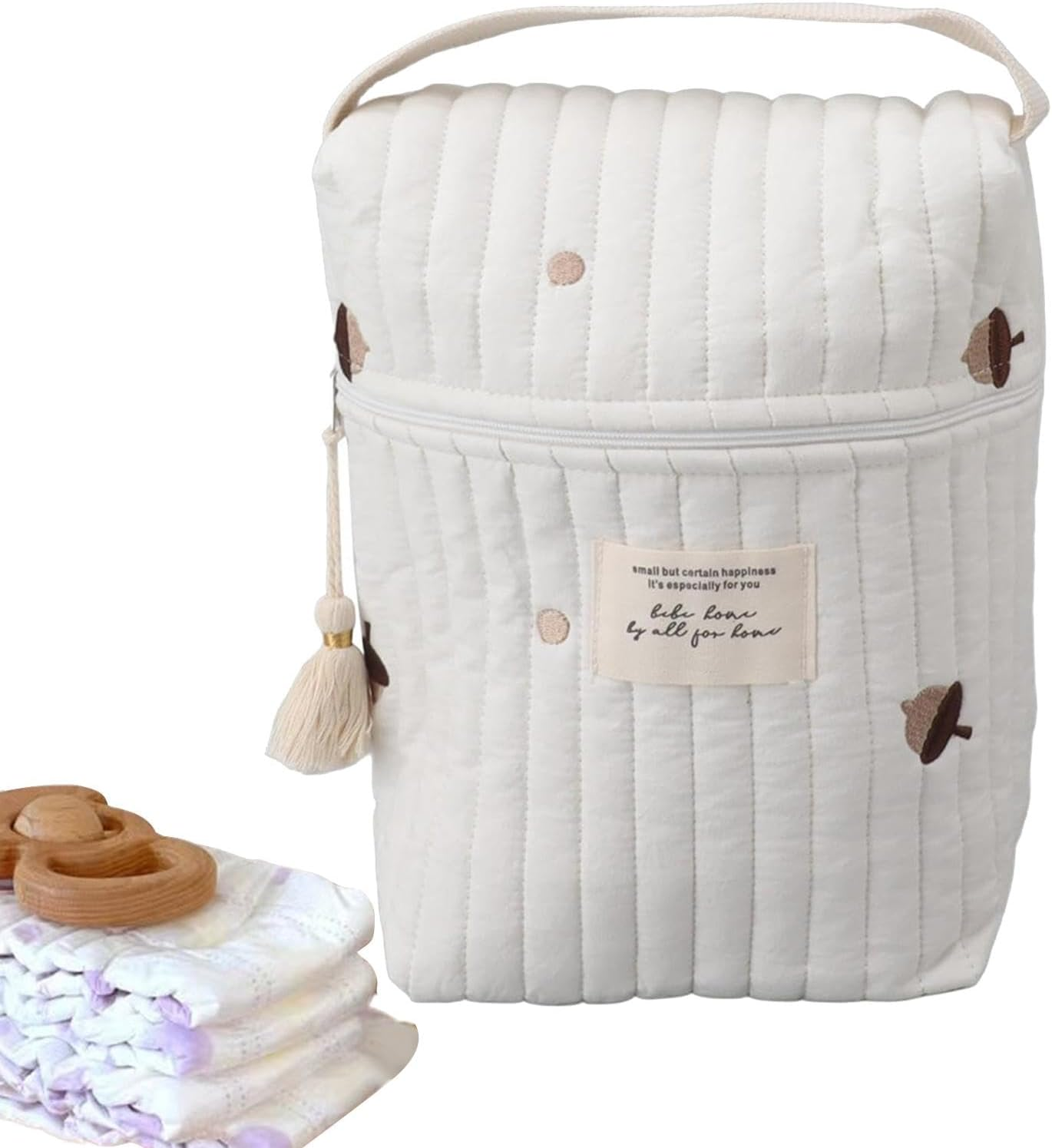 Diaper Bag Organizer Pouch, Soft Storage Bag, Baby Feeding Bottle Holder, Wipes Storage Pouch, 36X28X8 Cm, Cartoon Quilted Diaper Organizing Pouch for Bottles, Wipes, and Pacifiers image number 1