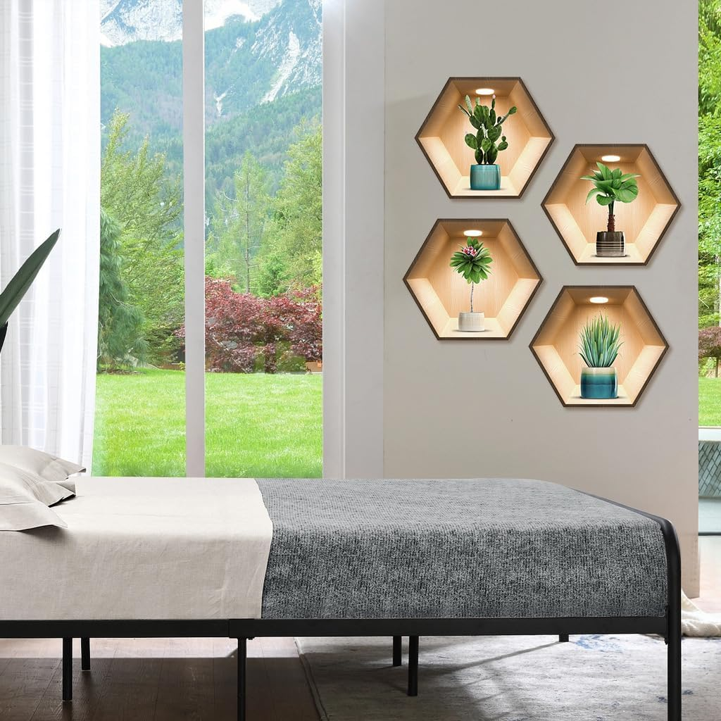 Imagitek 4 Pack 3D Green Plant Wall Decals 3D Cactus Wall Stickers for Living Room Bedroom Kitchen Decor image number 1