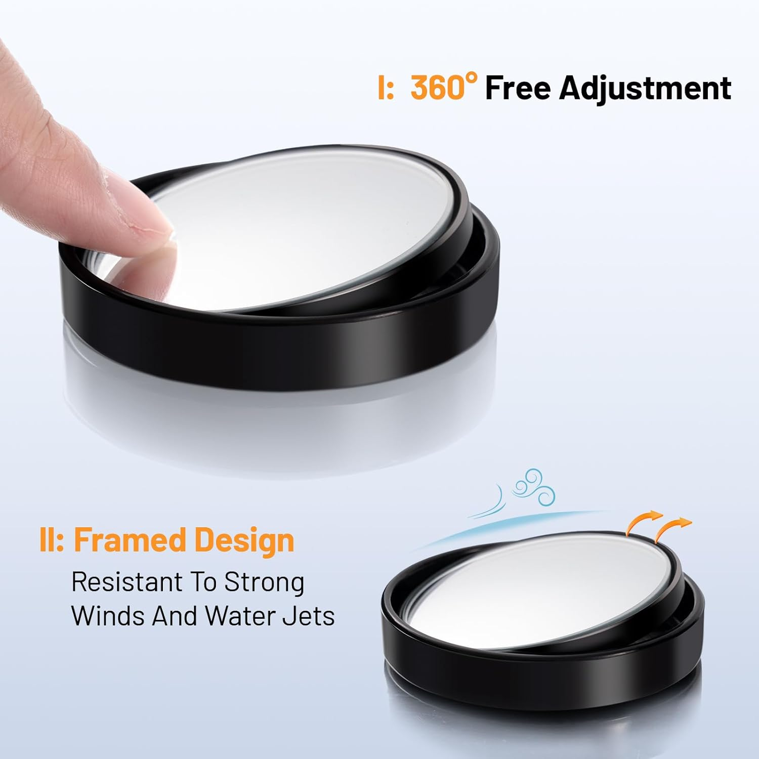 Blind Spot Mirror,2" round HD Glass 360&deg;Wide Angle Adjustable Blindspot Mirror,2Pcs Convex Car Side Mirror for Cars SUV and Trucks image number 4