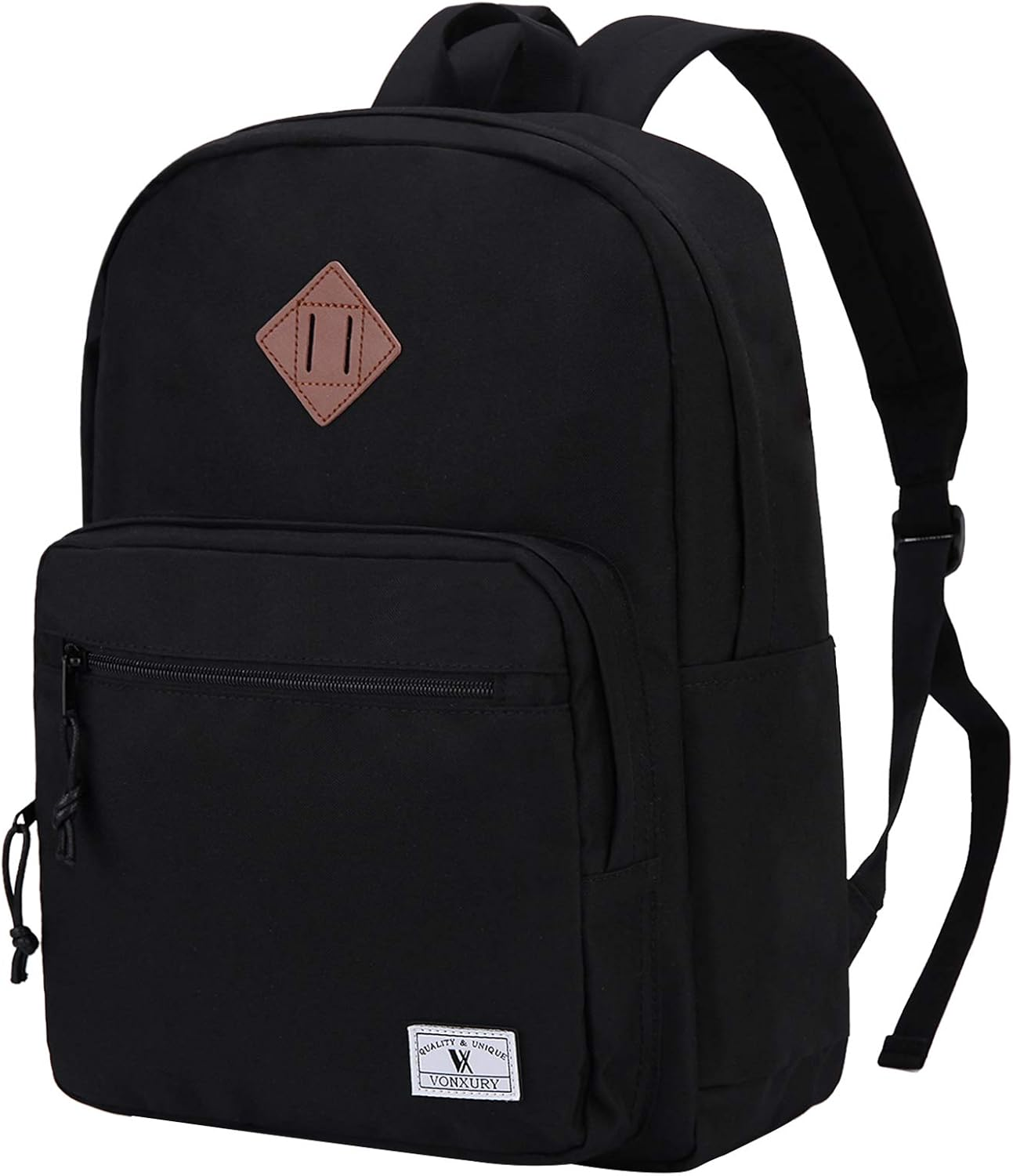 VX VONXURY School Backpack for Men Women,Lightweight Classic Basic Bookbag Simple Kids Black Backpack for College Travel