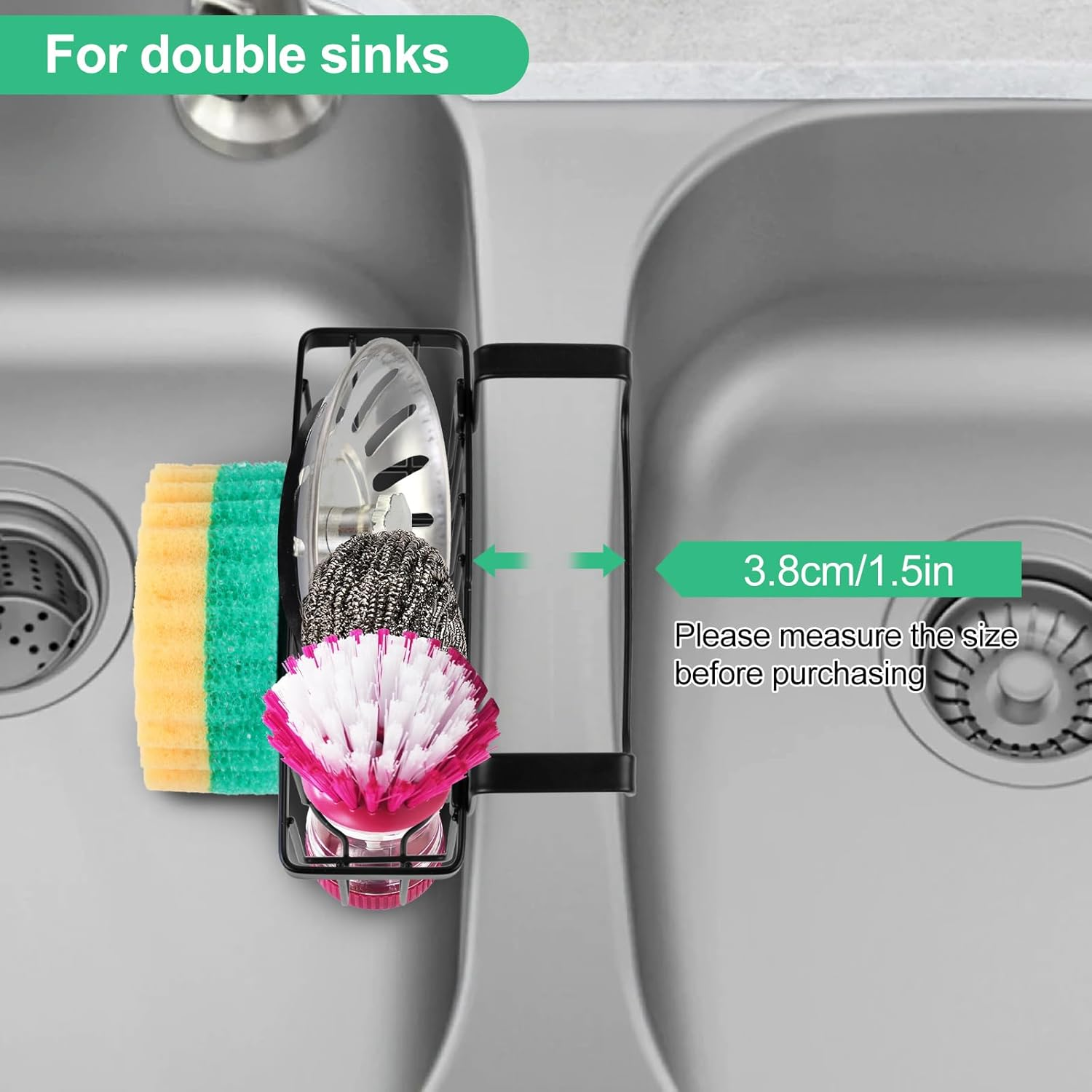 Kitchen Sponge Holder, Sink Caddy for Kitchen Sink Organizer, Smiley Face Sponge Holder for round Sponge, Dish Brush image number 1