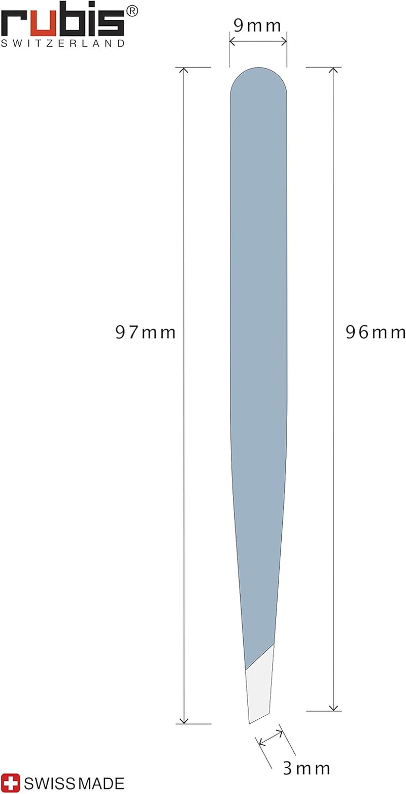 Rubis Action Painting Tweezers - Slanted, Fine and Pointed - Eyebrow Tweezers - Slanted Tip for Hair Removal - Professional Tweezers - Light Blue image number 2
