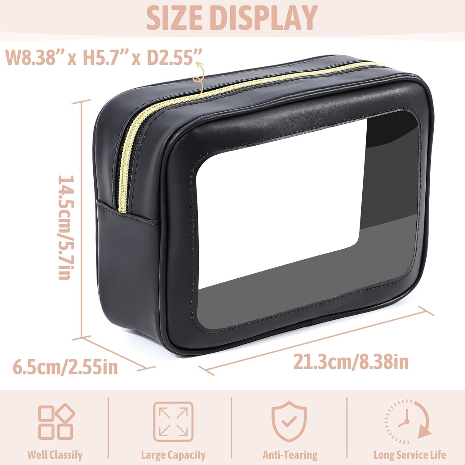 YOPCDJ 3PCS Diaper Bag Organizer Pouch Set, TSA Approved Toiletry Bag，Clear Waterproof TPU Makeup Bag Set Travel Organizer Bags for Women and Kids image number 5