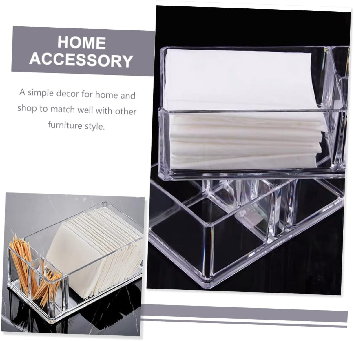 2Pcs Tissue Holders Desktop Napkin Dispenser Convenient Tissue Case for Home Office Restaurant Use image number 1