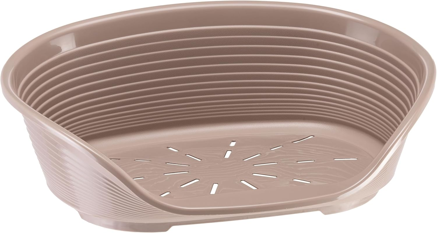 Ferplast Plastic Kennel for Dogs and Cats Siesta Deluxe 2, Animal Basket, Perforated Bottom, Anti-Slip, Comfortable Chin-Rest, White, 49 X 36 X 17.5 Cm