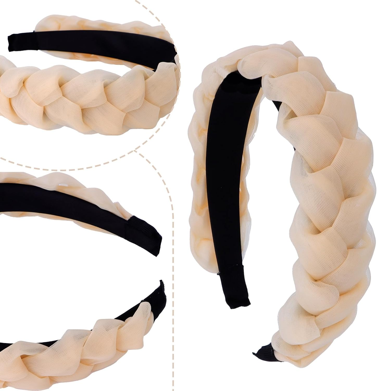 EXIPSAT Women'S Wide Braided Headbands, Comfortable and Stylish Women'S Headbands, Pack of 4 image number 1