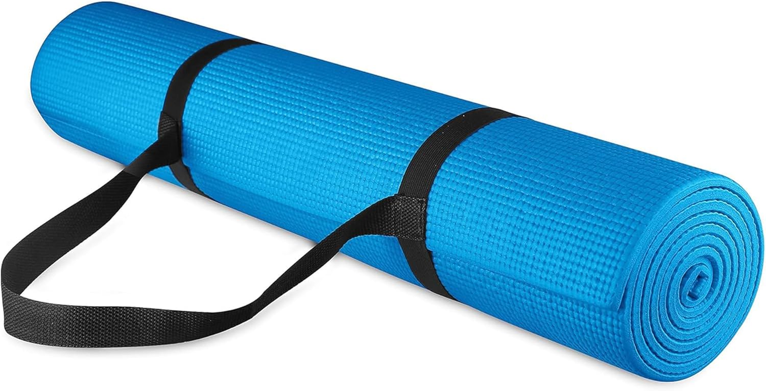 Balancefrom Goyoga All Purpose High Density Non-Slip Exercise Yoga Mat with Carrying Strap, 1/4"