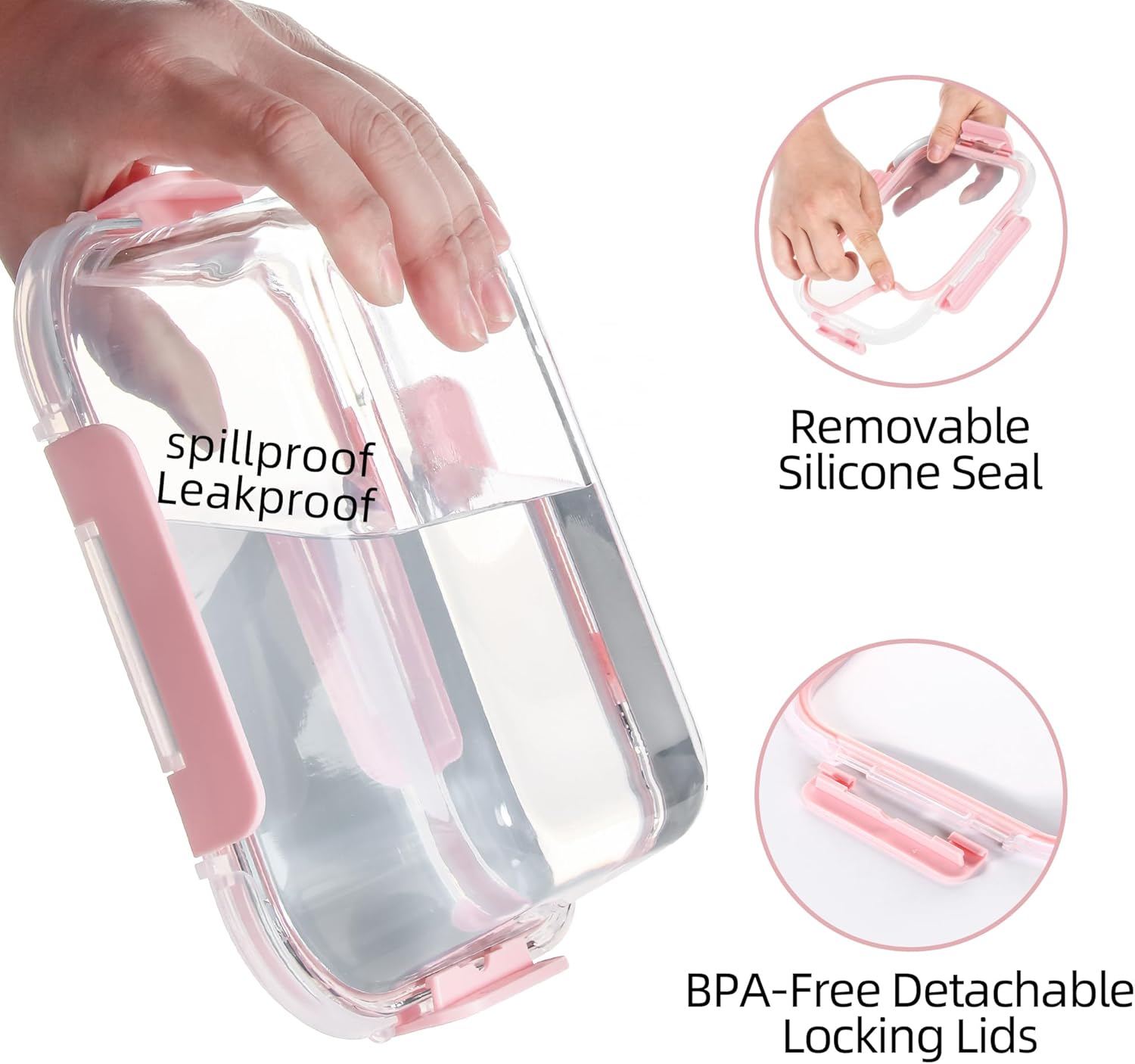 Glass Meal Prep Containers with Lids 12 Pack Airtight Glass Meal Prep Containers, Stackable & Leak-Proof, Dishwasher Safe, Pink - Mint Green image number 3