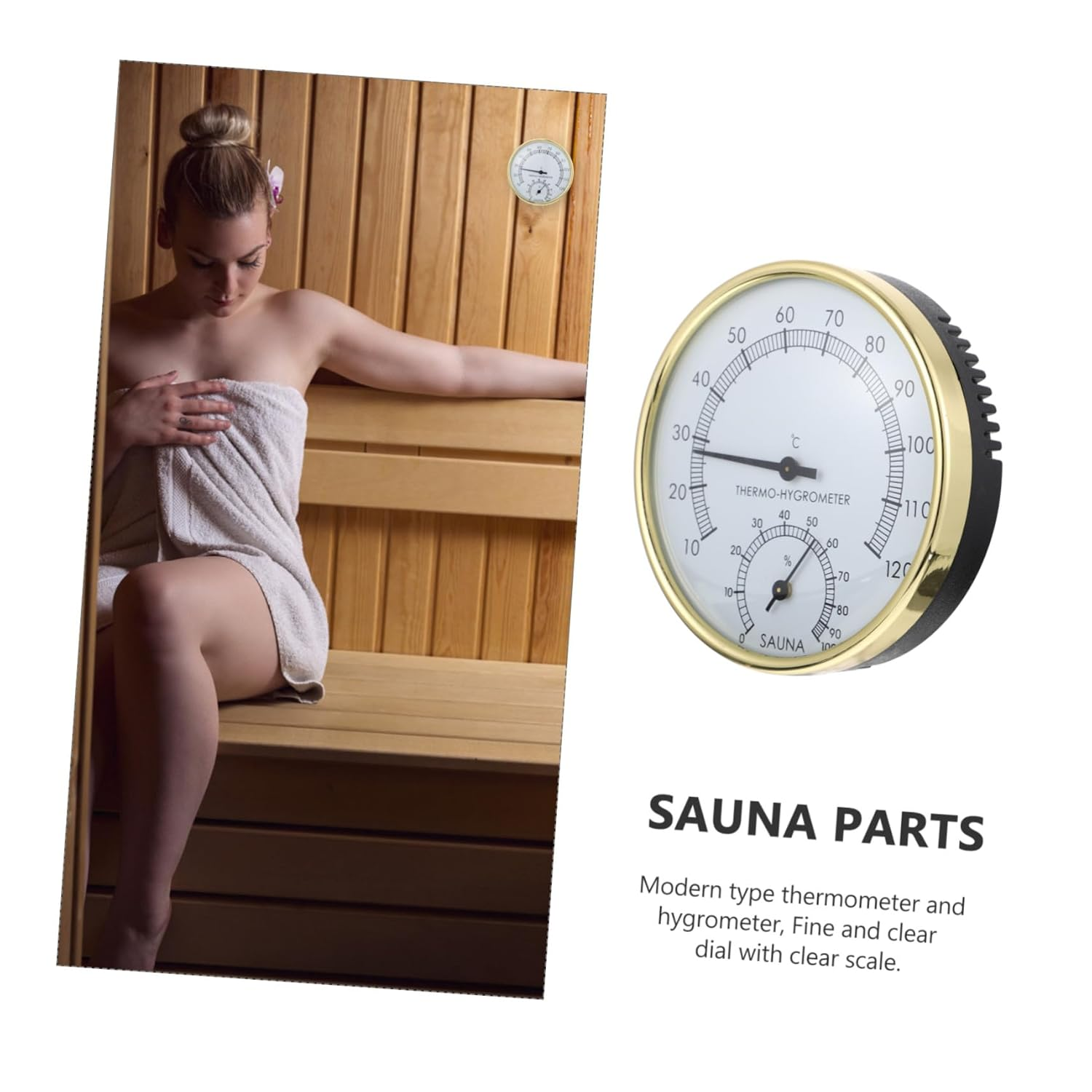 Ibasenice Thermohygrometer Sauna Parts Hygrothermograph for Humidity Temperature Practical Hygrothermograph Thermometer Hygrometer for Sauna image number 4