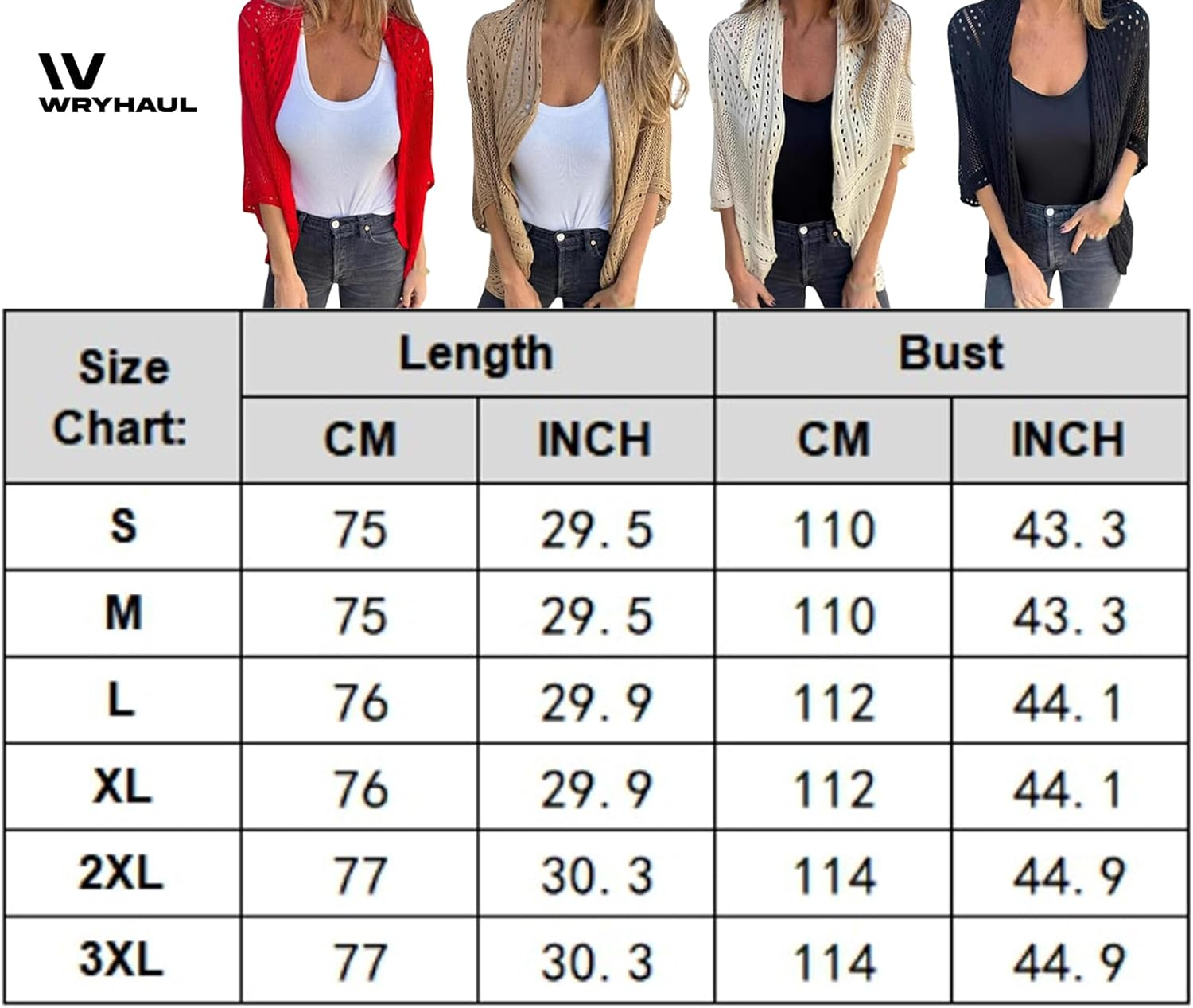 Arisefrom Hollow Half-Sleeve Cardigan, 2025 New Womens Crochet Hollow Out Knit Tops, Lightweight Hollow Knit Half-Sleeve Cardigan, Women Summer Sweater Lightweight image number 3