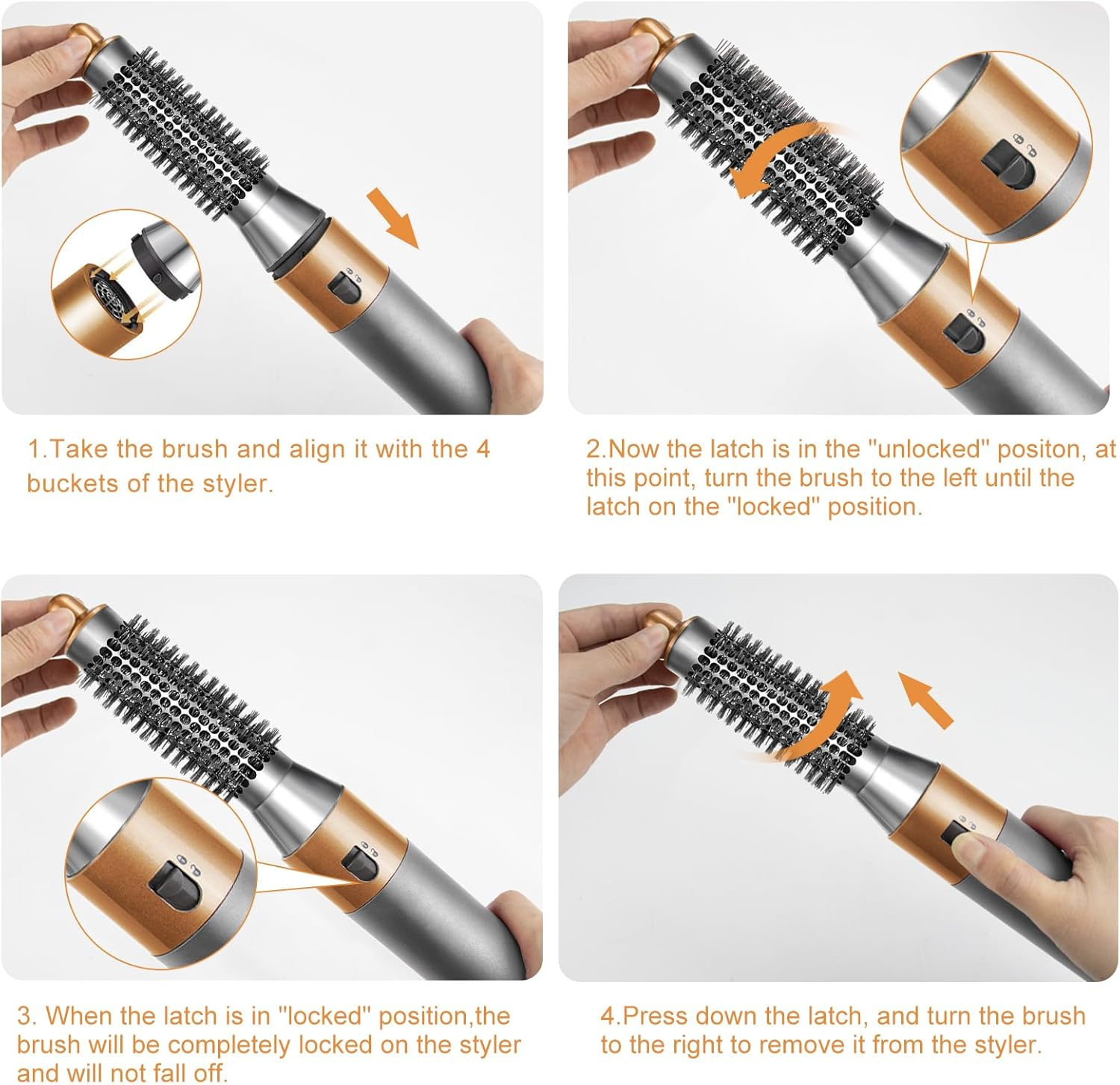 Small round Volume Brush for Dyson Airwrap HS01 HS05 Attachment Hair Styler Accessories, Gold image number 2