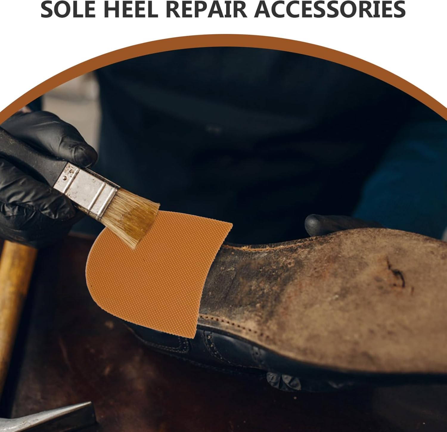 Baluue Shoe Heel Repair Pads - 2Pcs Anti-Slip Rubber Shoe Heel Repair Replacement Pads Kit for Women Men Easy Application Comfortable Walking - Khaki image number 2