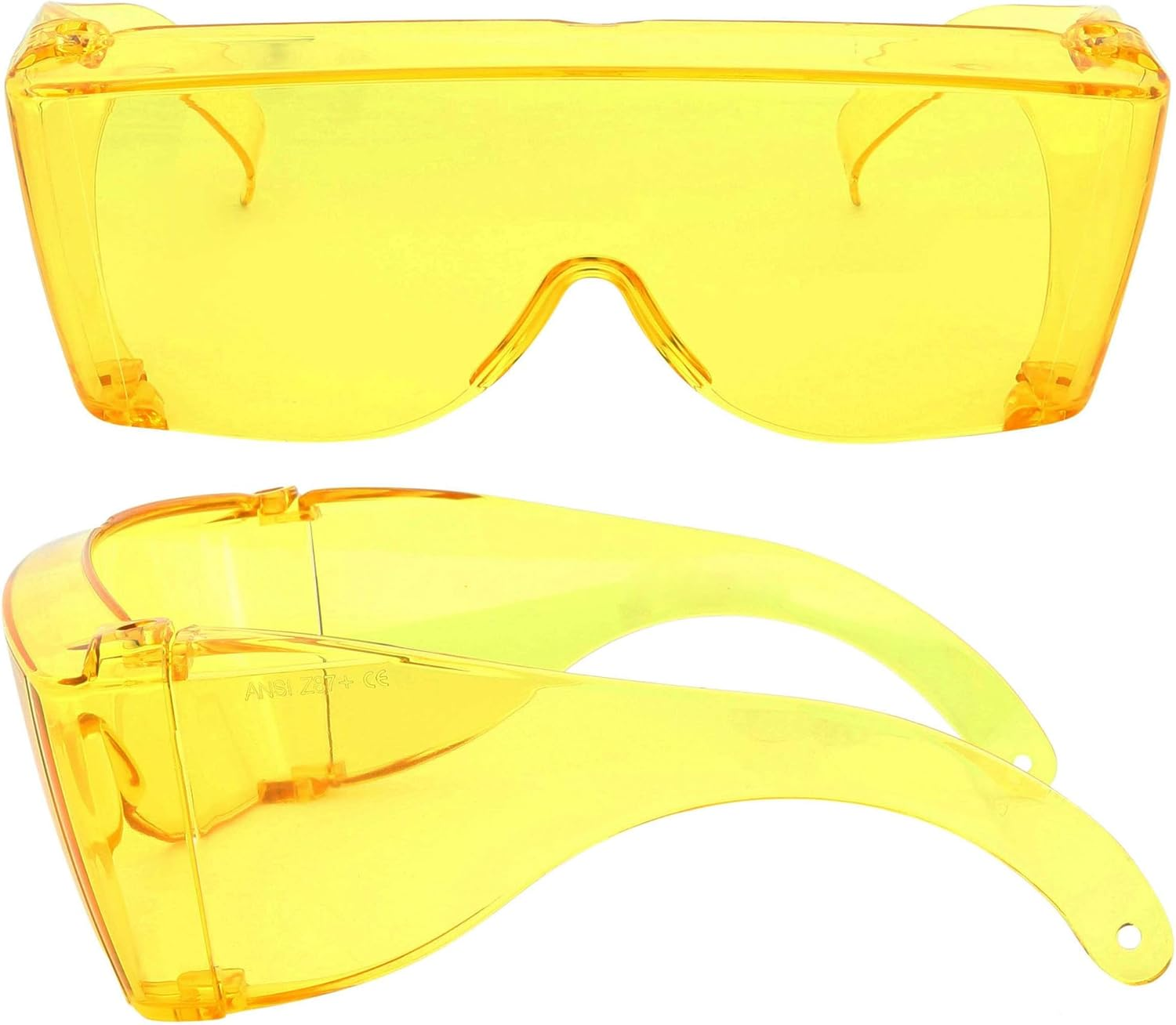 Grinderpunch Cover-Ups Night Driving Fit over Sunglasses - Wrap around Sunglasses - People Who Wear  Glasses in the Sun (Yellow) image number 2