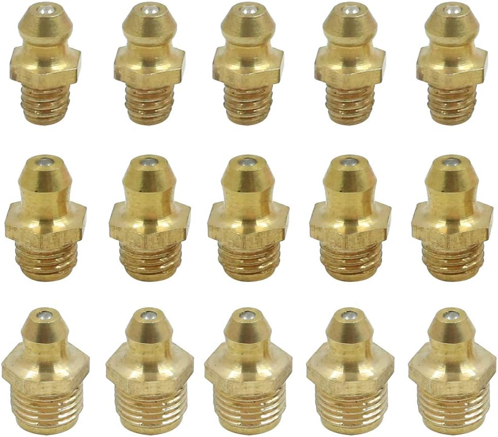 X AUTOHAUX Brass M6 M8 M10 Thread Straight Grease Nipple Fittings Kit for Car 5 Set image number 1