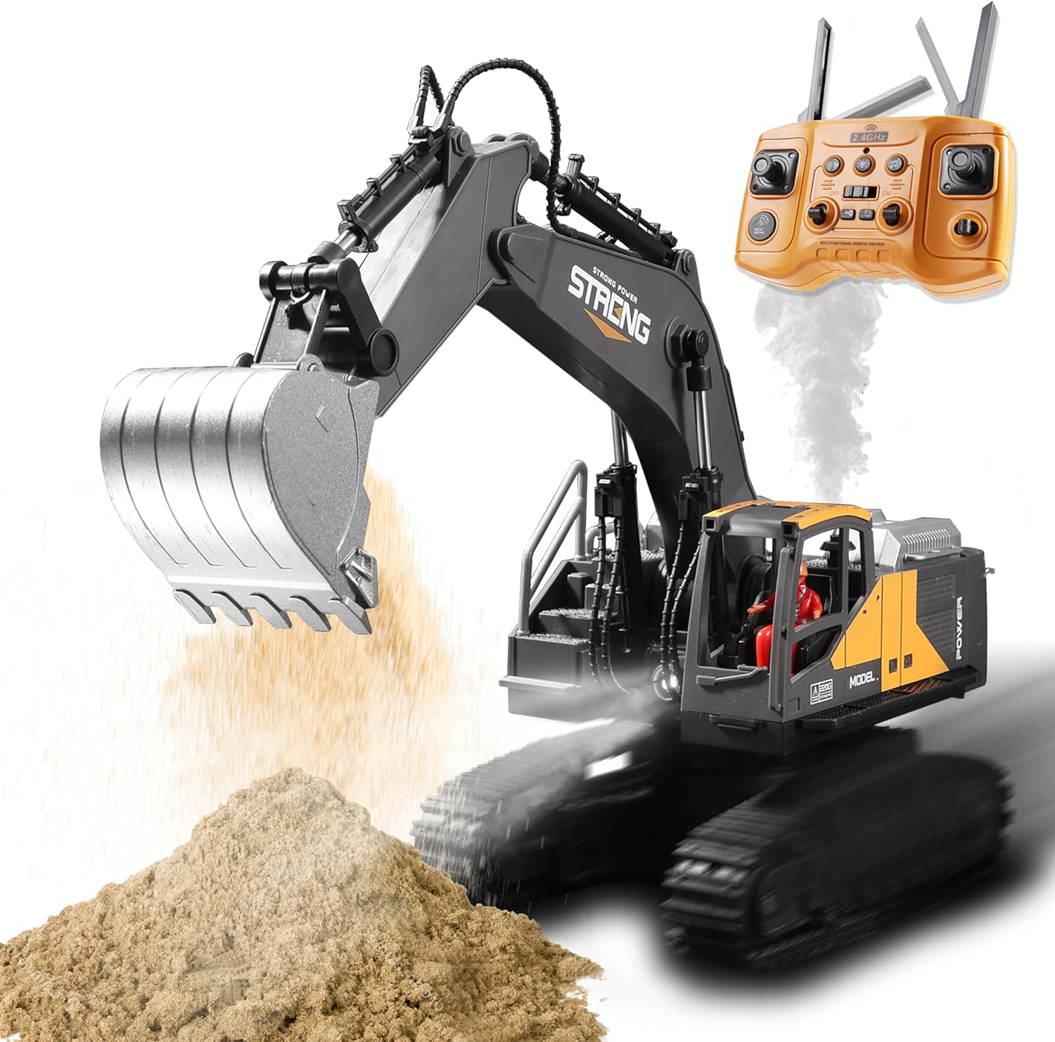 TOYVIBE 1:16 RC Excavator Australia - Hydraulic Remote Control Toy for Kids, 2.4Ghz All-Terrain Construction Vehicle, Extended Playtime, AS/NZS Certified image number 2