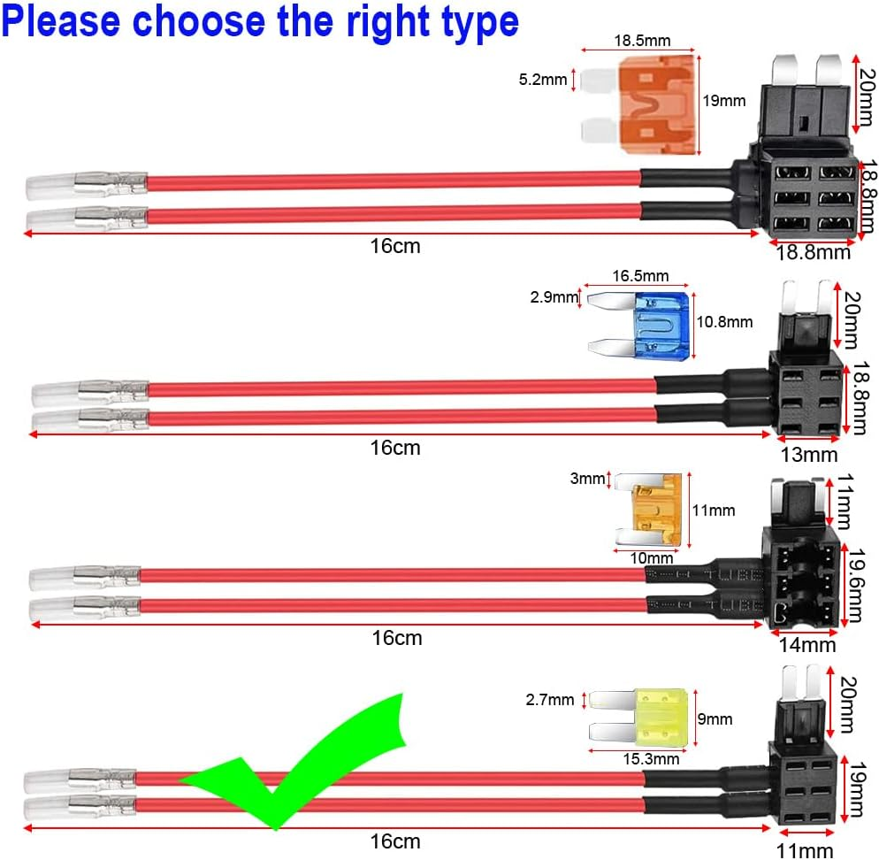 Gebildet 2Pcs 12V/24V Micro 2 Dual Port Fuse Tap Add-A-Circuit, Micro 2 Piggyback Blade Fuse Holder with Double Wiring Harness, 4Pcs Micro 2 (5A/10A) Fuse and Fuse Puller image number 1