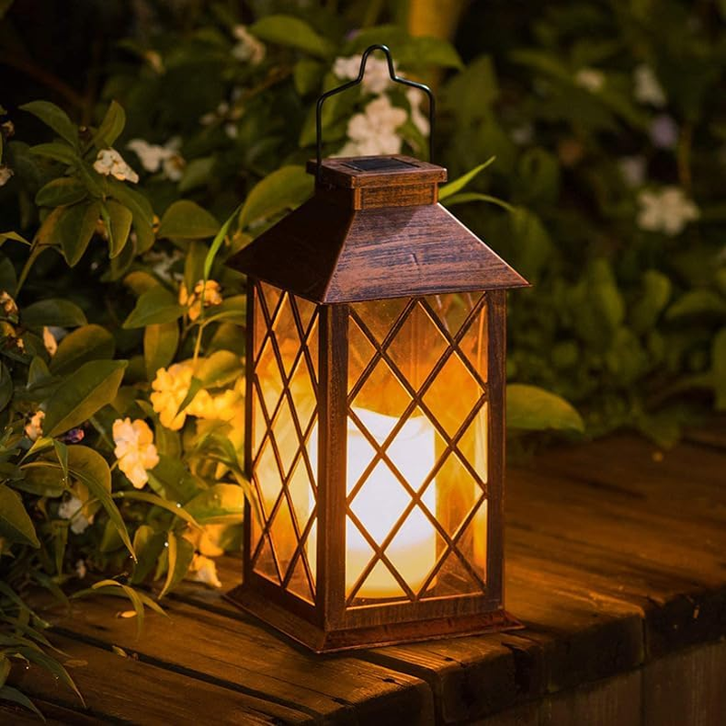 Clearhill 2Pack Solar Garden Lanterns Outdoor, 28Cm*14Cm*2 Waterproof Garden Lanterns with Flickering Flameless Candle, Auto On/Off, Ideal for Patio, Yard, Lawn Decor