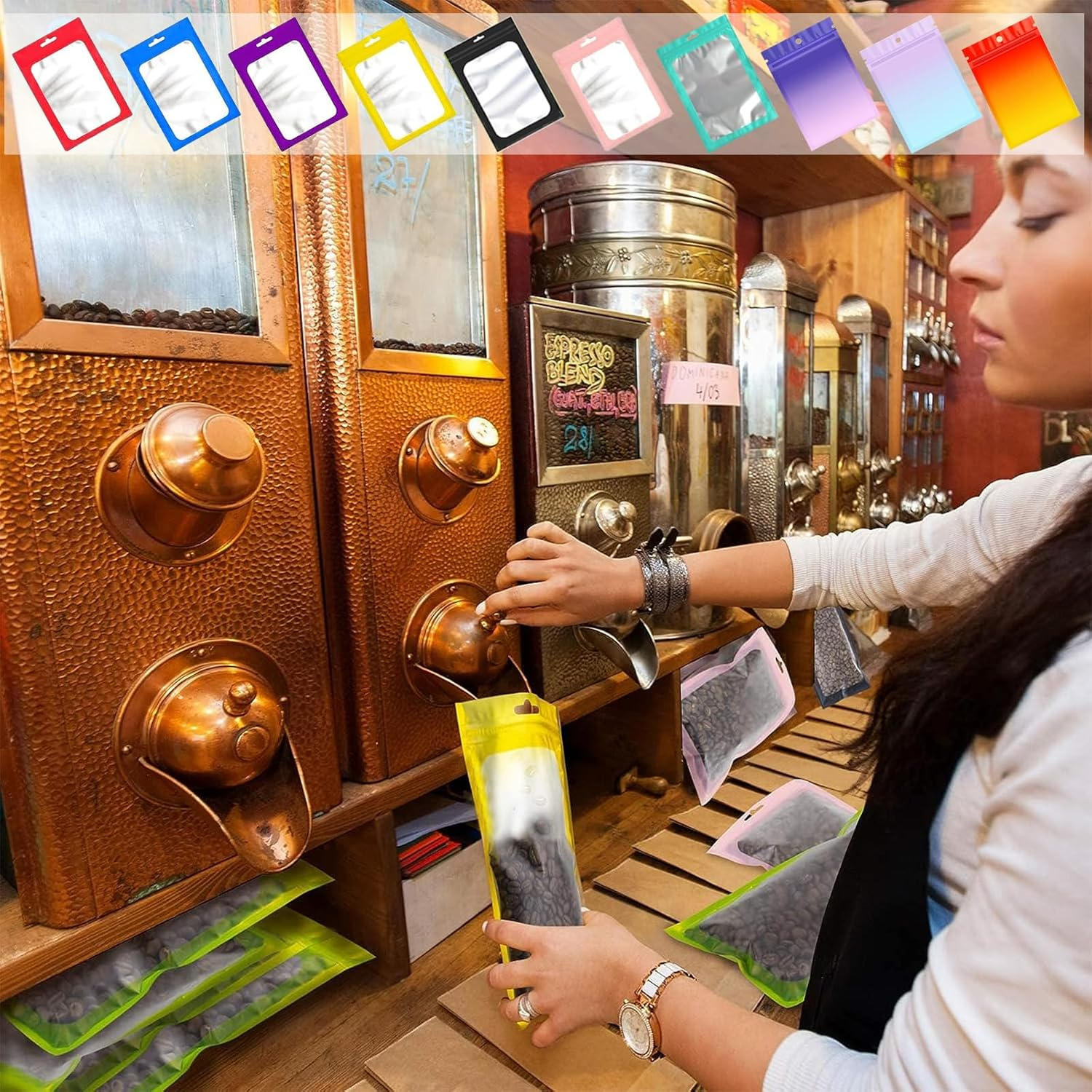 Black Foil Ziplock Mylar Bags - Medium Smell Proof Holographic Packaging, 50Pcs 14X20Cm Resealable Storage Pouches with Grip Seal for Food, Jewelry, Electronics image number 7