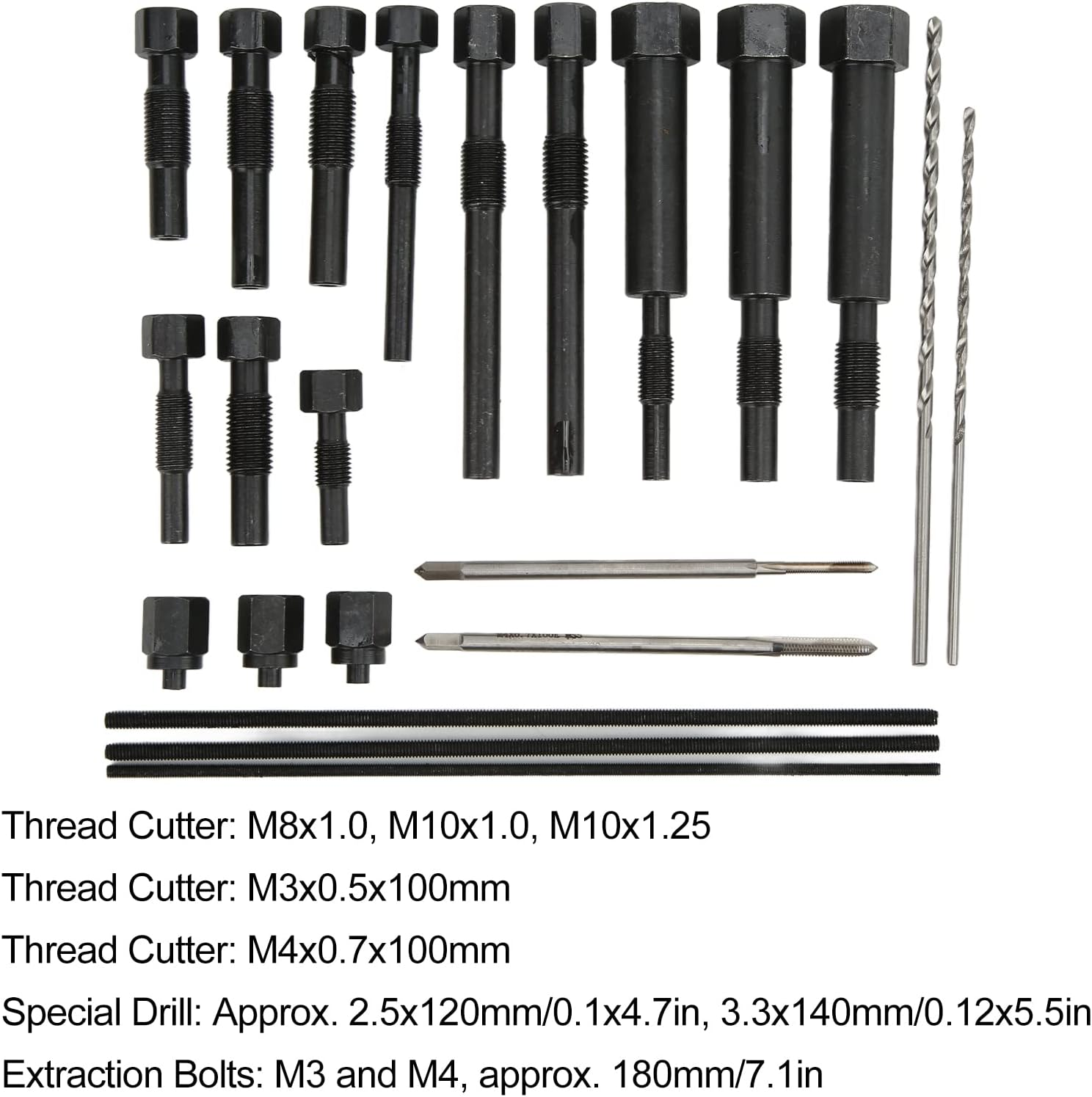 Brilluxa Glow Plug Removal Tool Kit, Glow Plug Extractor Set, 22PCS Metal Portable Extraction Kit, Automotive Pulling Tool Set, Engine Maintenance Repair Tool, Vehicle Workshop Equipment