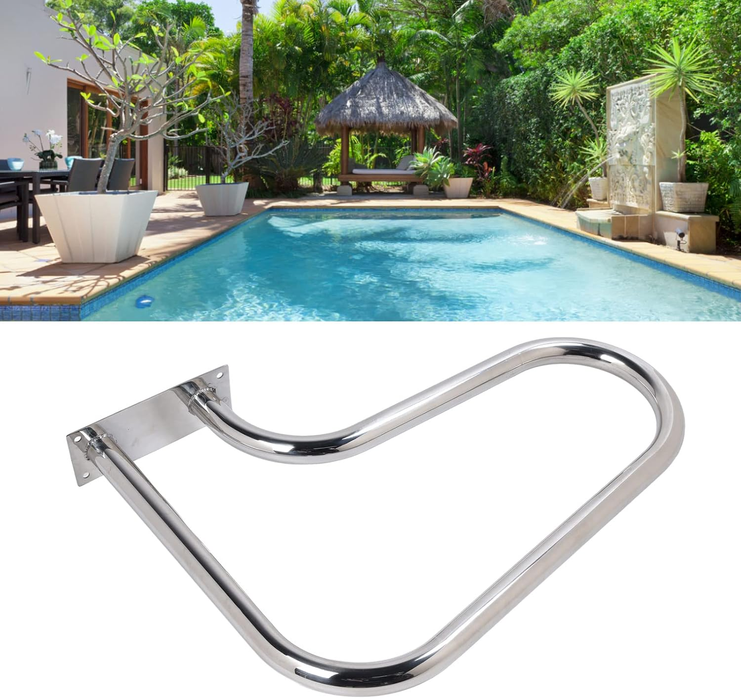 Alvinlite Pool Hand Rail,Swimming Pool Hand Rail with Quick Mount Base Plate Easy Mount Hand Grab Rail,Large Return to Deck Hand Rail for Pools,Spas,Ramps,Water Parks image number 6