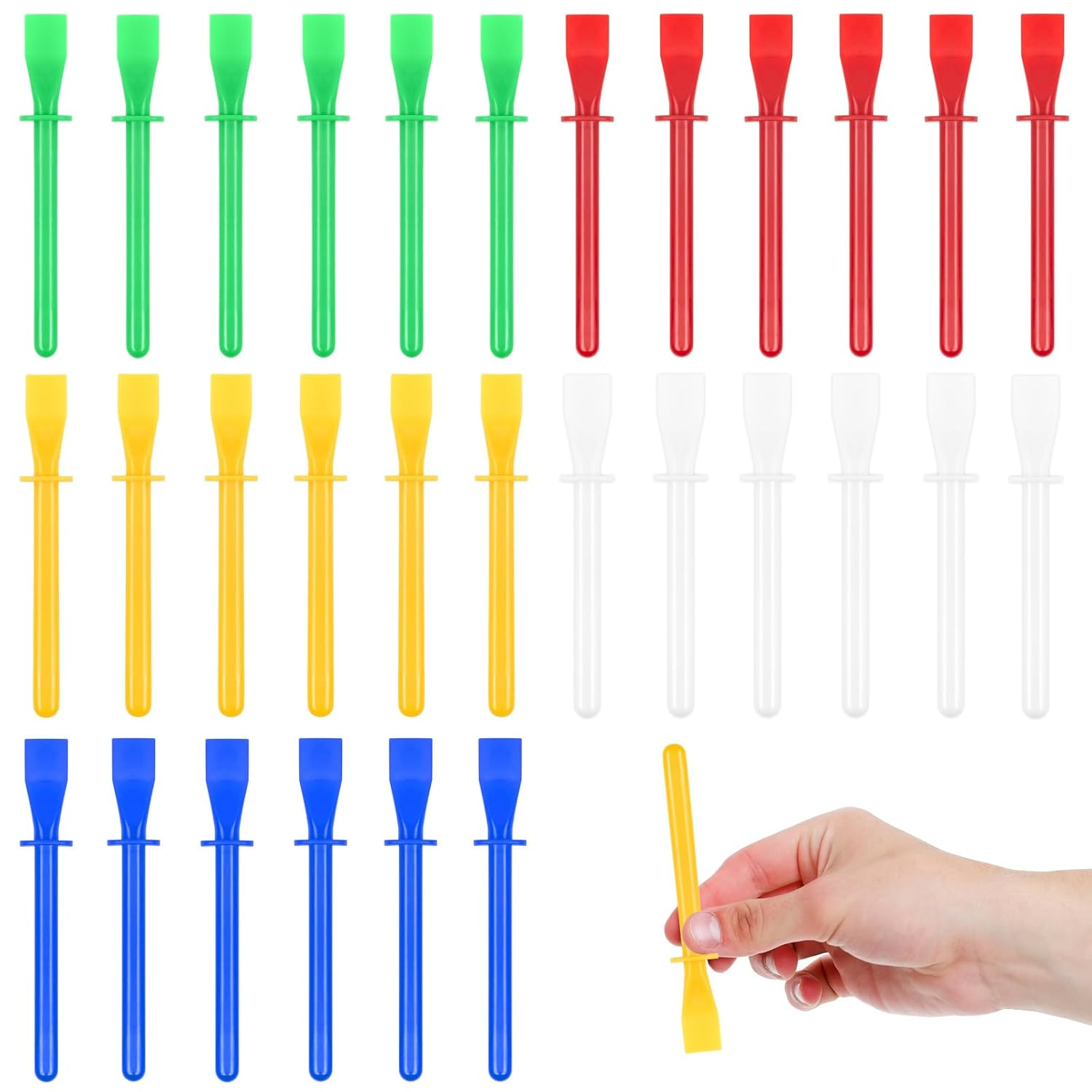 50Pcs Glue Spreaders, Glue Brush Colored,Plastic Glue Smear Sticks Applicator,Handmade Scraping Spreaders Sewing Accessories for Handmade DIY Art Leather Craft Tool, Woodworking (Colorful)