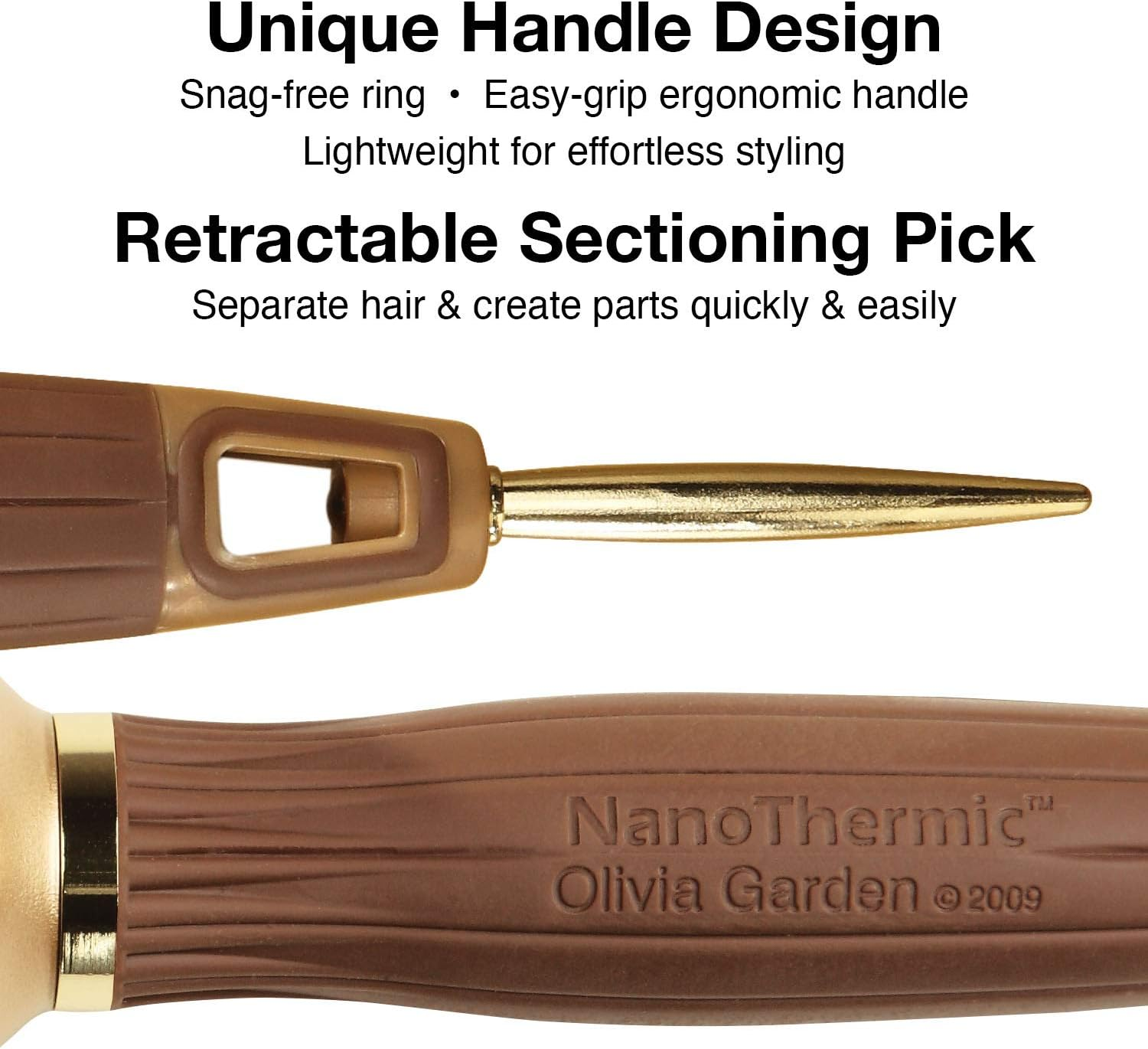 Olivia Garden Nanothermic Ceramic + Ion Paddle Hair Brush (NT-PDL) by Olivia Garden image number 4