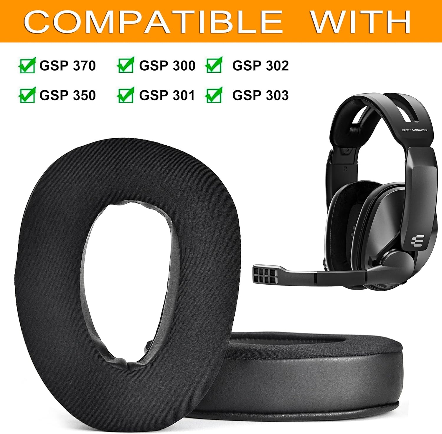 Defean GSP350, GSP370 Cooling Gel Ear Pads Replacement Cover Cushions Compatible with Sennheiser GSP 370/350/303/302/301/300 Headphones,High-Density Noise Isolation Foam, Added Thickness image number 4