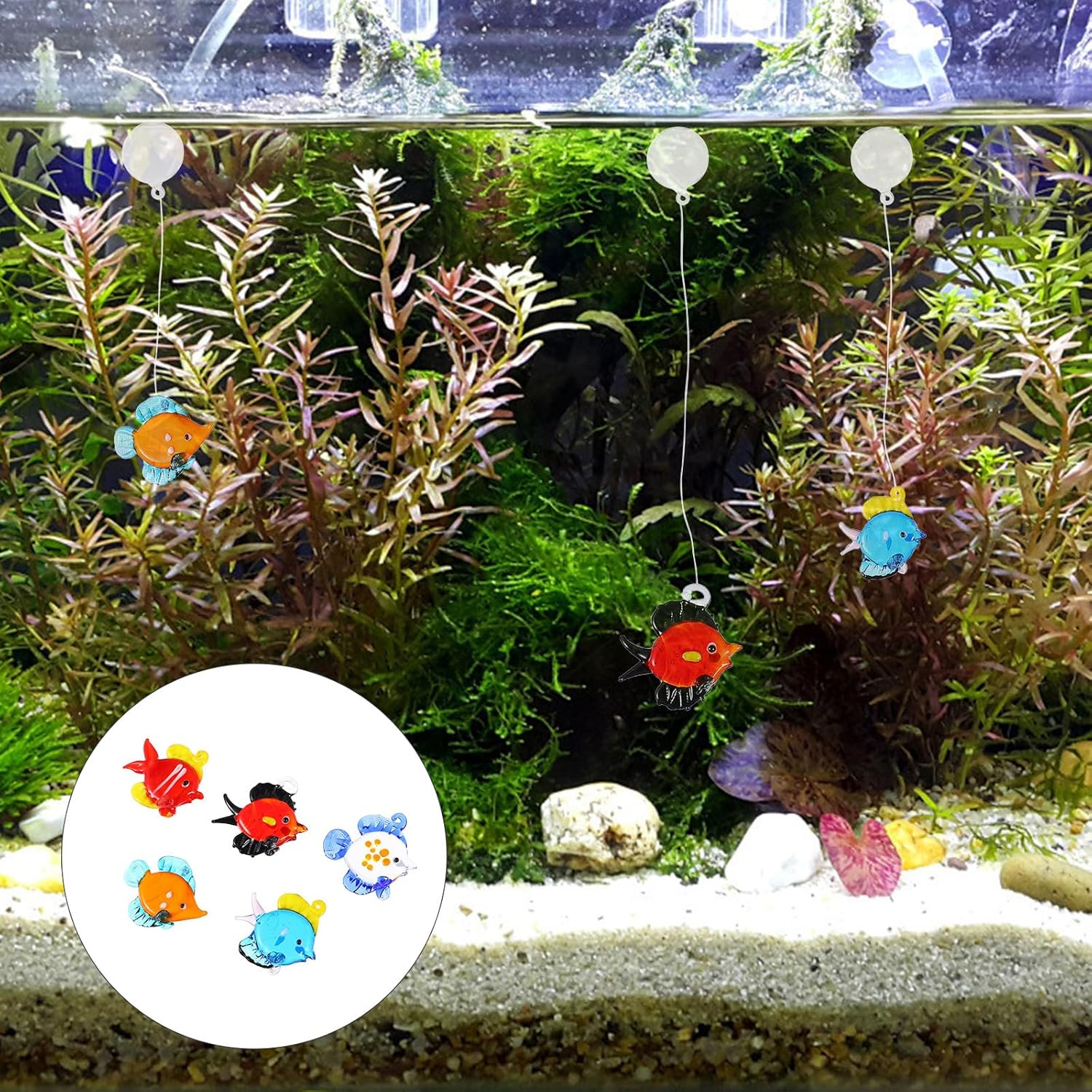 10Pcs Glass Aquarium Ornament Set Fish Tank Landscape Decoration Micro Floating Figurines for Home and Aquarium Pet Supplies