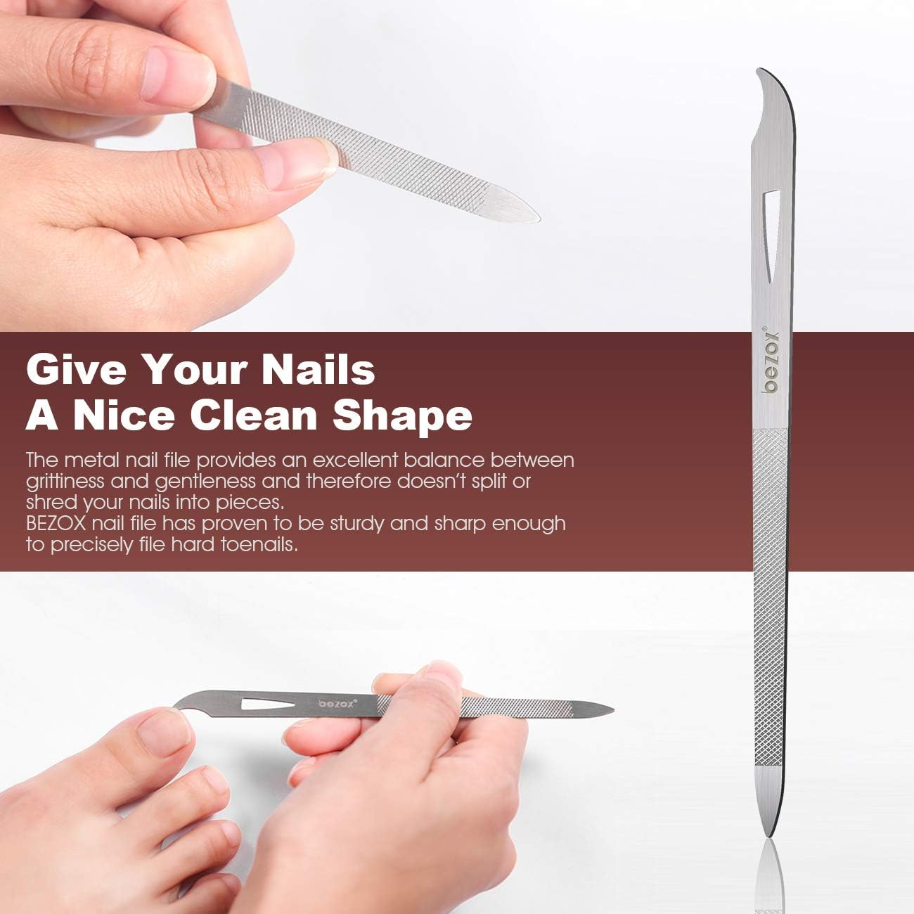 BEZOX Wooden Handle Nail Clippers for Strong Toenails Nail Clippers Set, Nail Clippers with Metal Nail File for Deep, Strong, Thick Ingrown Toenails and Fingernails with Nail File image number 5