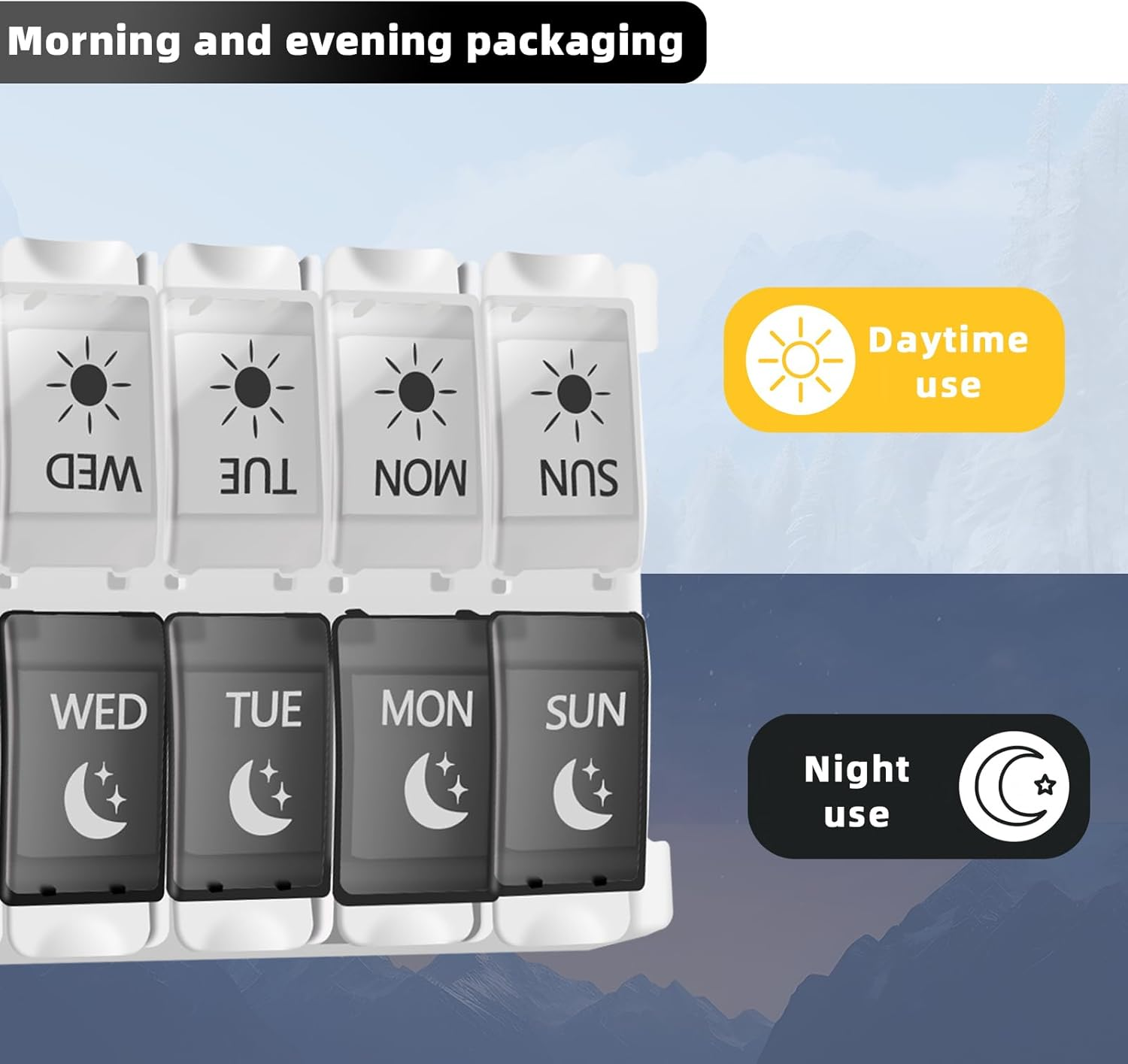 Pill Organizer 2 Times a Day &ndash; Weekly Travel Pill Box with AM PM Compartments &ndash; Portable Medicine Pill Organizer/Container image number 2