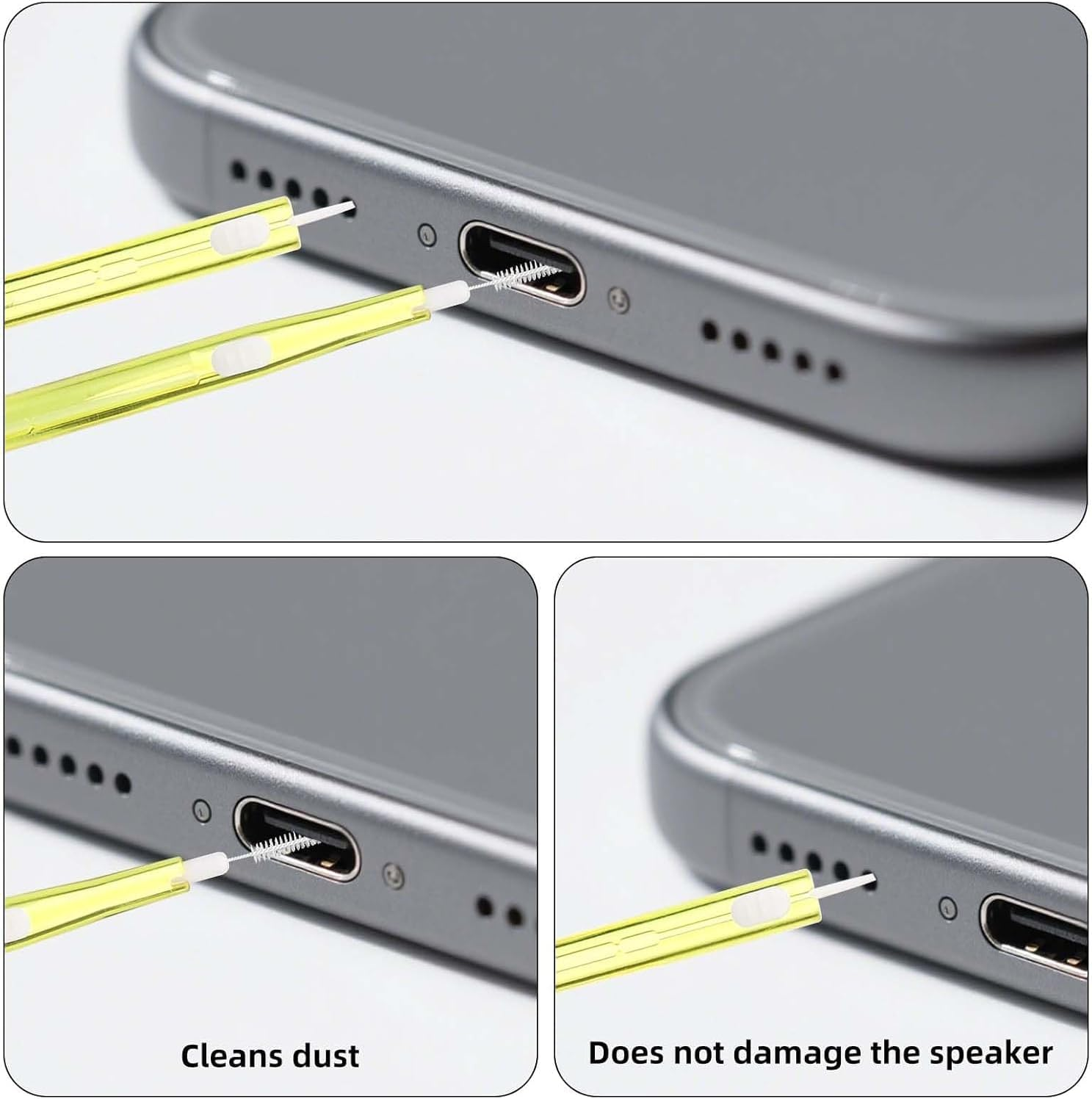 Phone Charge Port Cleaning Brushes, 8Pcs Anti-Clogging Dual Side Cell Phone Hook Cleaner Mini Brushes, Anti-Clogging Dust Remover Mini Cleaning Brushes for Iphone Charging Port image number 3