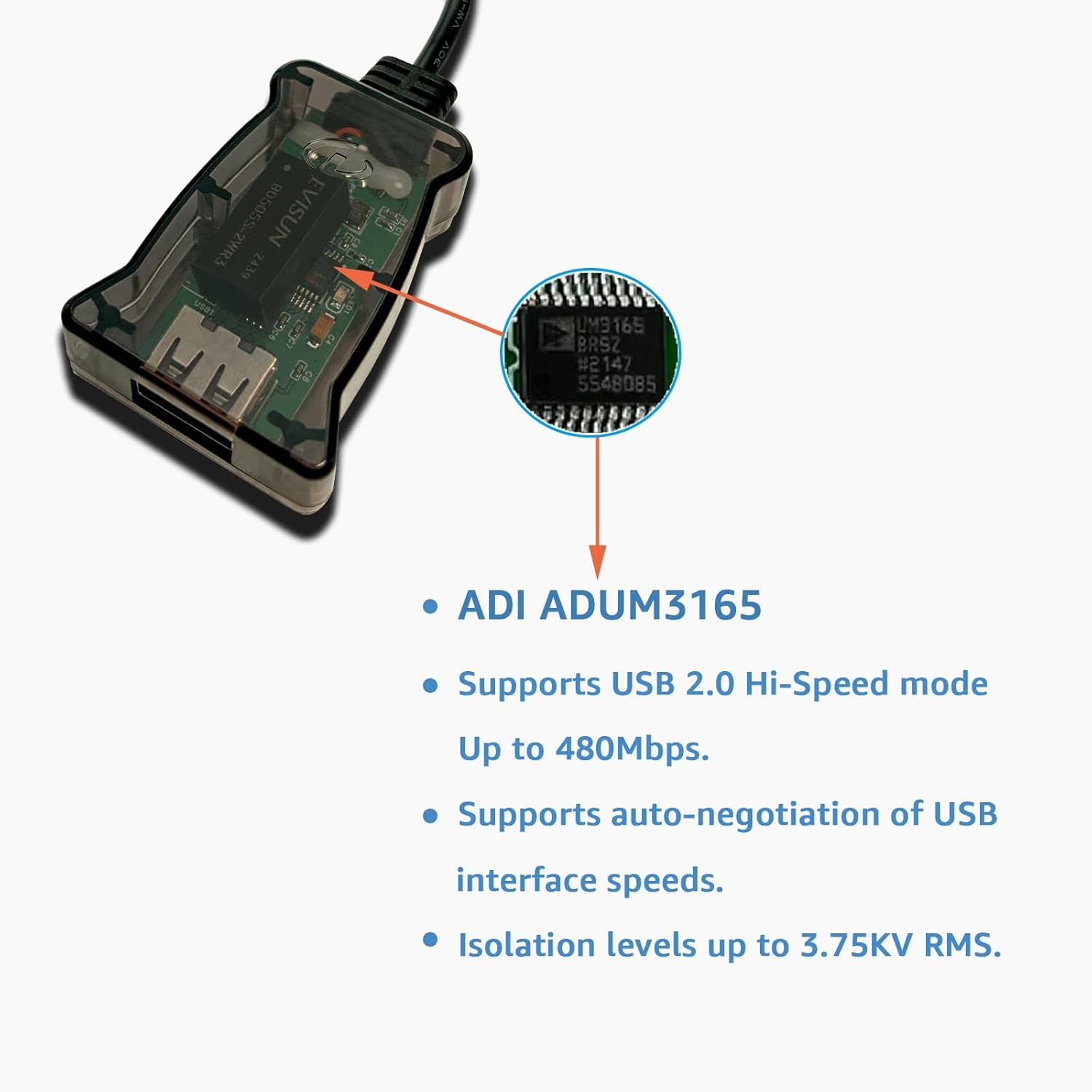 DSD TECH SH-G01C USB-C 480M High Speed Isolator(0.5Ft) image number 5
