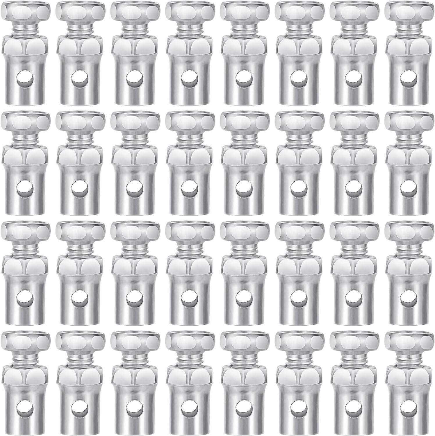 OIIKI 40PCS 1/8" Throttle Cable Ends, 3Mm Cable Stop Lock Clamps, Metal Brake Cable Accessories for Go Kart, Bicycle, Motorcycle, Scooter -Silver image number 2