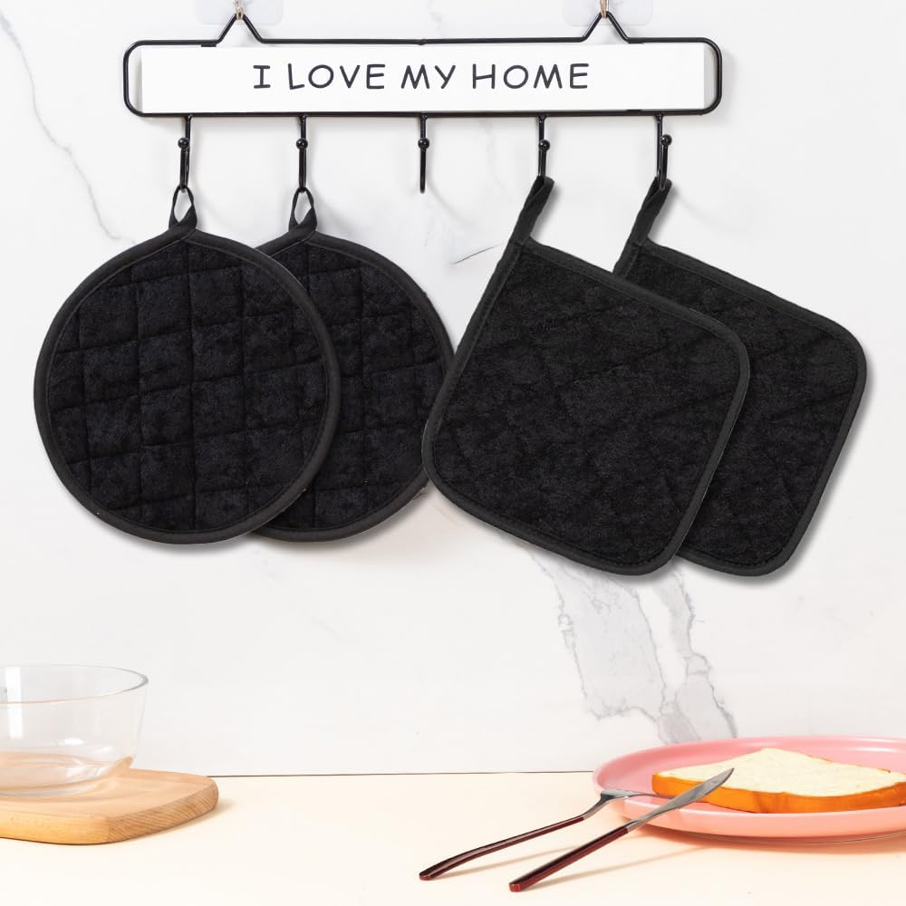 4 Pack Pot Holders for Kitchen Clearance, Hot Pads for Kitchen, Countertops, Oven Pot Holders Bulk, Potholders Sets for Kitchens Heat Resistant, Gripper Pad image number 5