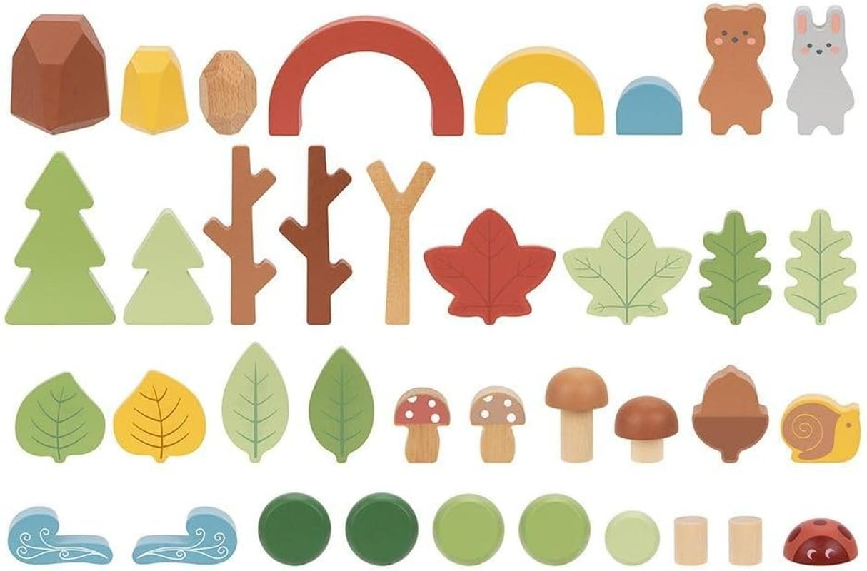 Tooky Toy My Forest Friends Wooden Forest Block Set &ndash; 40-Piece Montessori-Inspired Woodland Play Set with Trees, Animals & Nature Shapes &ndash; Imaginative & Open-Ended Play for Kids Ages 3+ image number 3