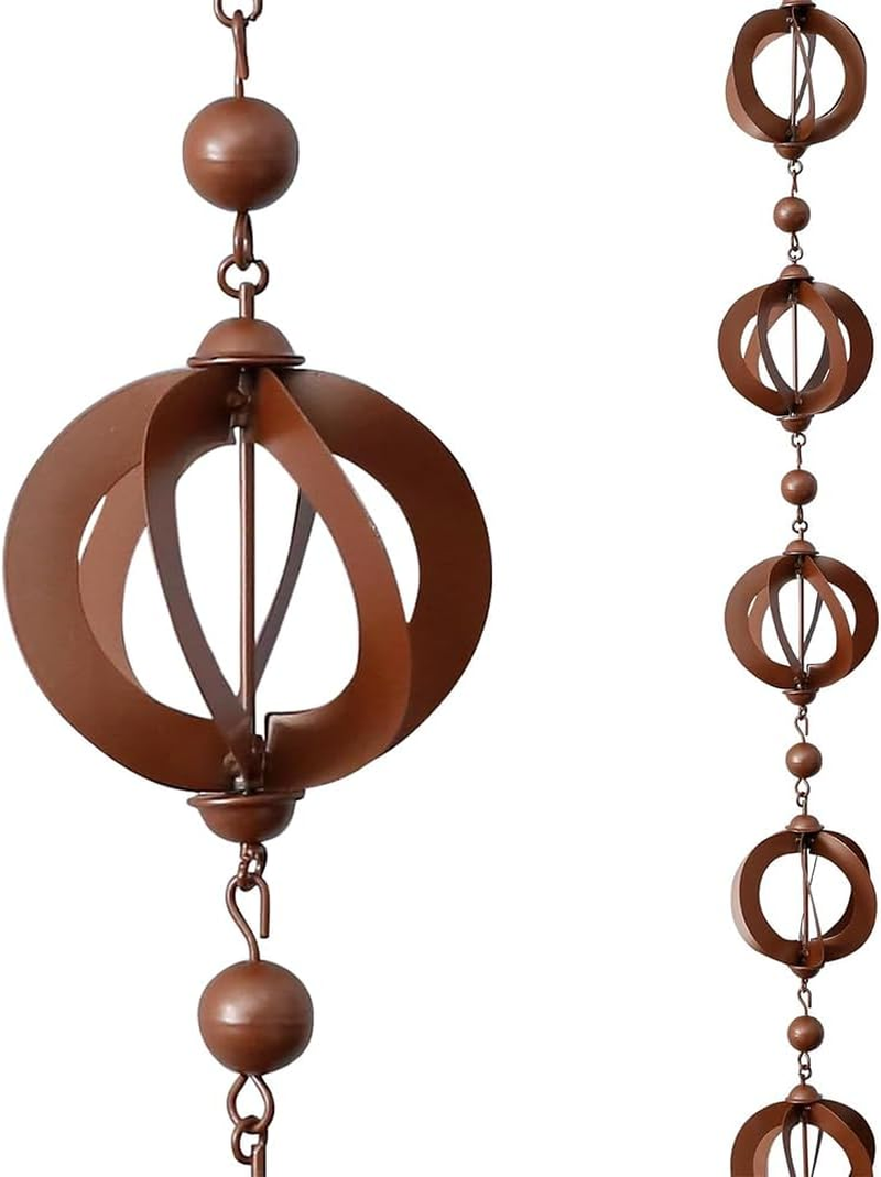 Rain Chain,Chains for Gutters with Bell,Metal Decorative Rain Gutter Chime Home Decor,Functional Replacement Downspout Chain,For Shop,Garden, Backyard, Lawn image number 2