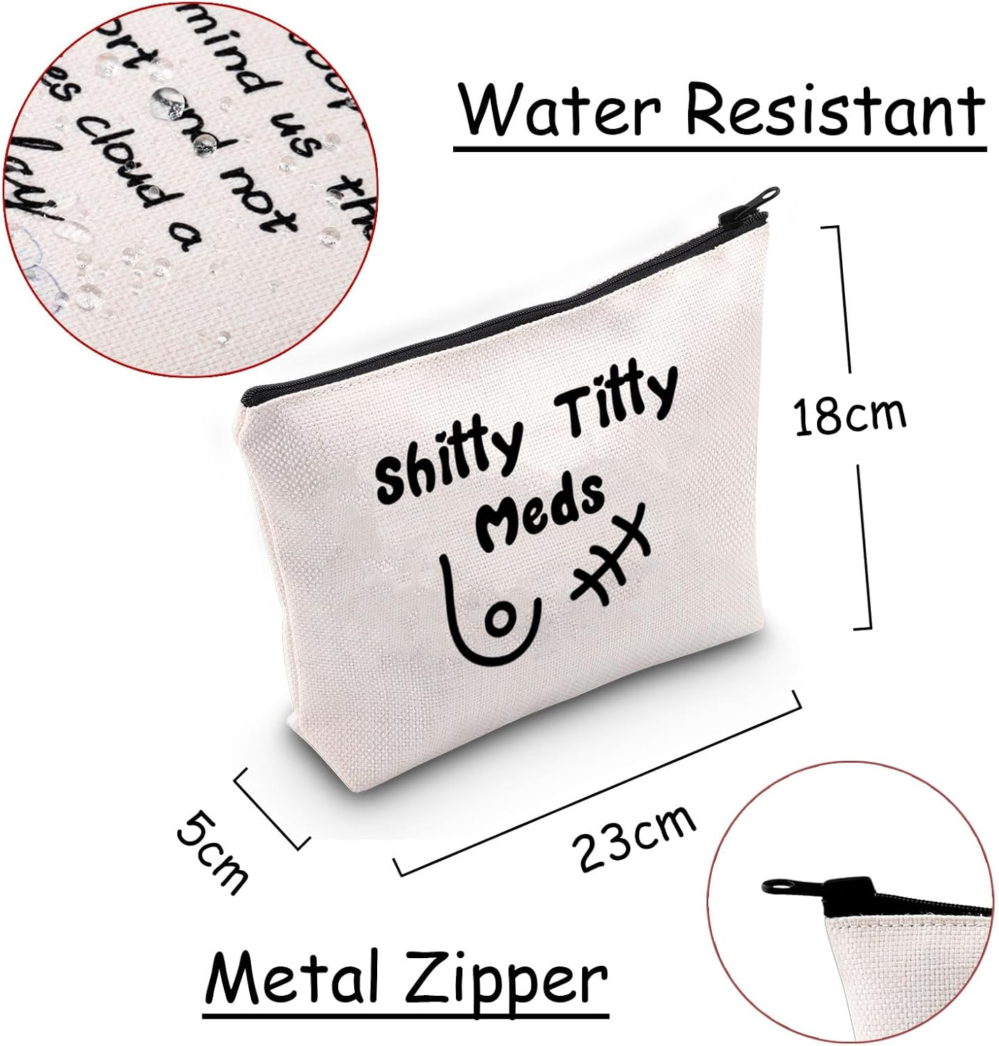 JXGZSO Breast Cancer Chemo Makeup Bag Shitty Titty Meds Cosmetic Bag Cancer Cheer up Gift Breast Cancer Awareness Gift, Shitty Titty Meds image number 5